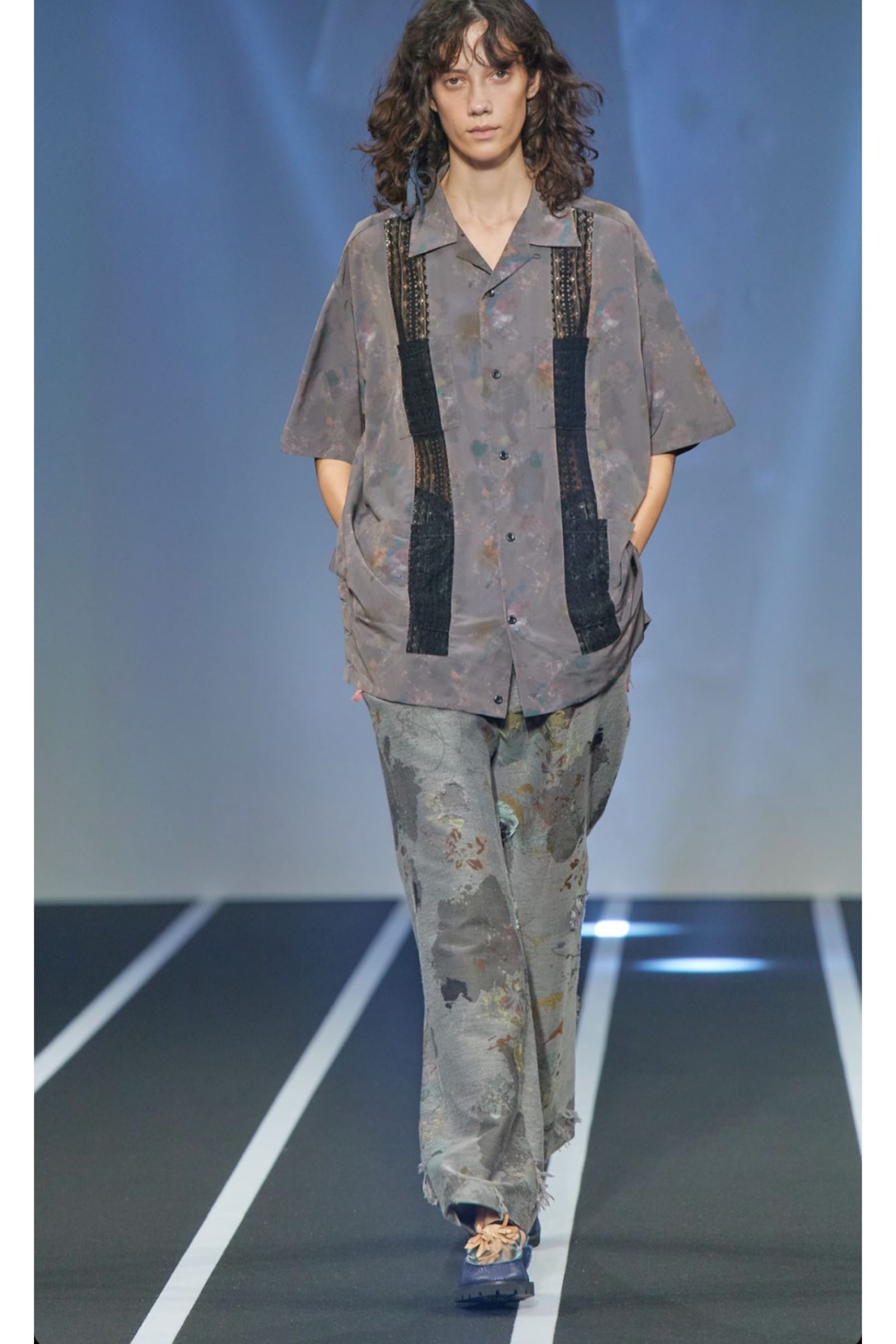 paint jacquard trousers - gray