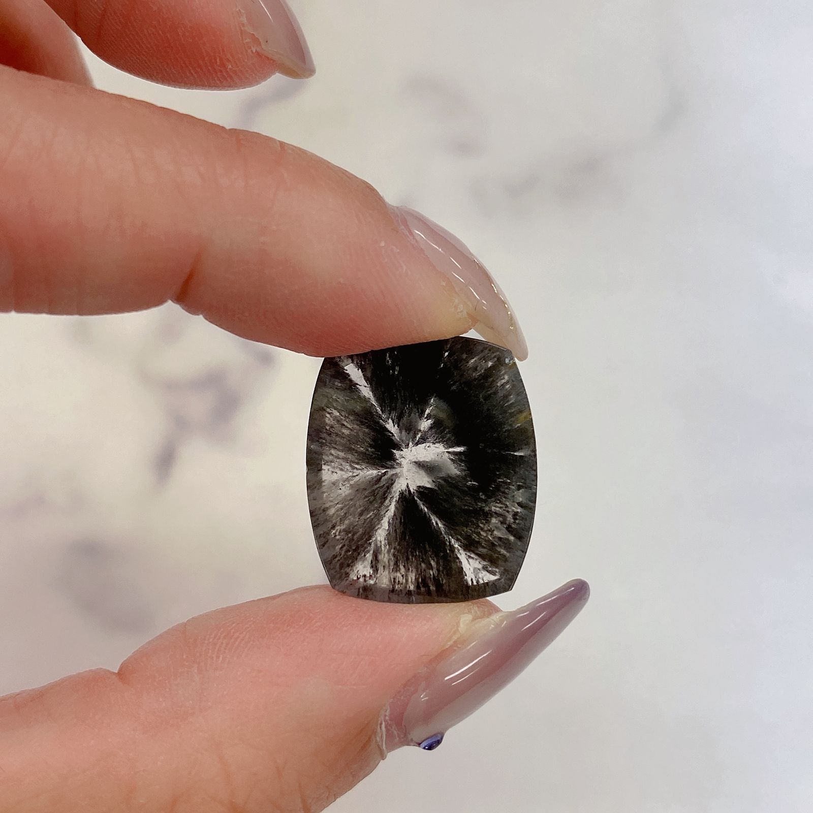 トラピッチェクォーツ ブラジル・ミナスジェライス産(偏光板2枚付き) 10.19ct[20063241]18.9×16.2mm前後