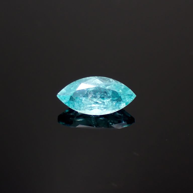 パライバトルマリン(宝石名トルマリン/別名パライバ・トルマリン)ブラジル・キントス鉱山産 0.459ct ソ付(宝貴協)[221018839]7.6x3.7mm前後