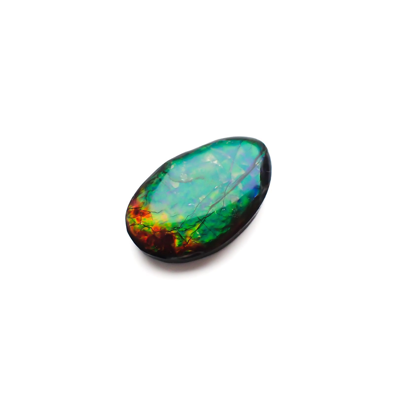 ◇フリーフォーム◇アンモライト トリプレット カナダ産 7.66ct [220817409]17.9x11.4mm前後