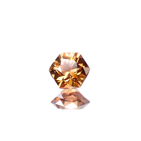 ◇ヘキサゴンカット◇オレンジジルコン(宝石名ジルコン)スリランカ/カンボジア産 0.42ct 識別済[241129492]3.8x3.8mm前後