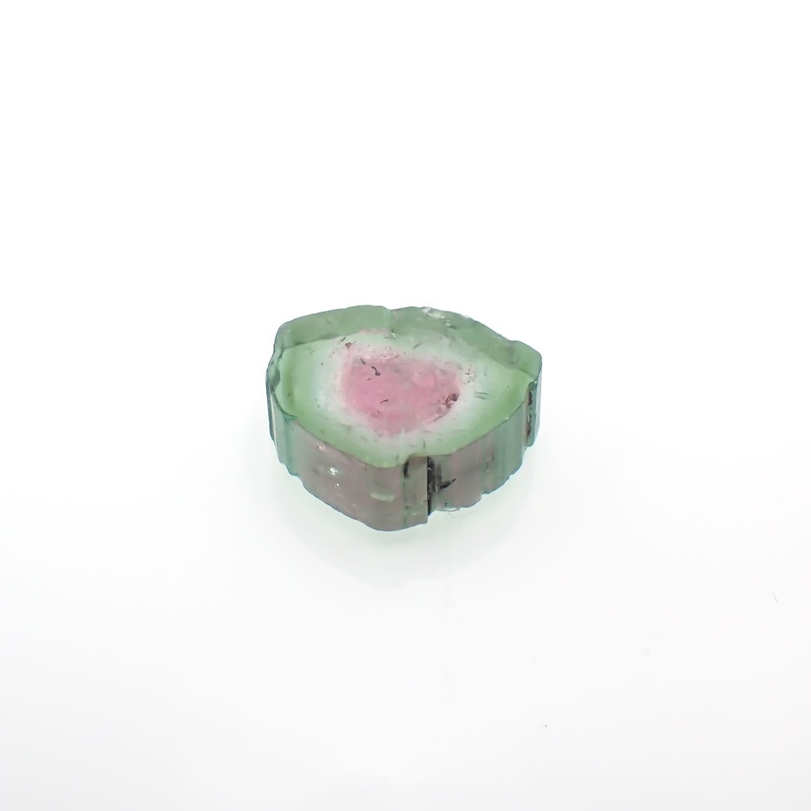 ウォーターメロントルマリン 原石スライス コンゴ民主共和国産 4.70ct[221018612]11.5x10.7mm前後