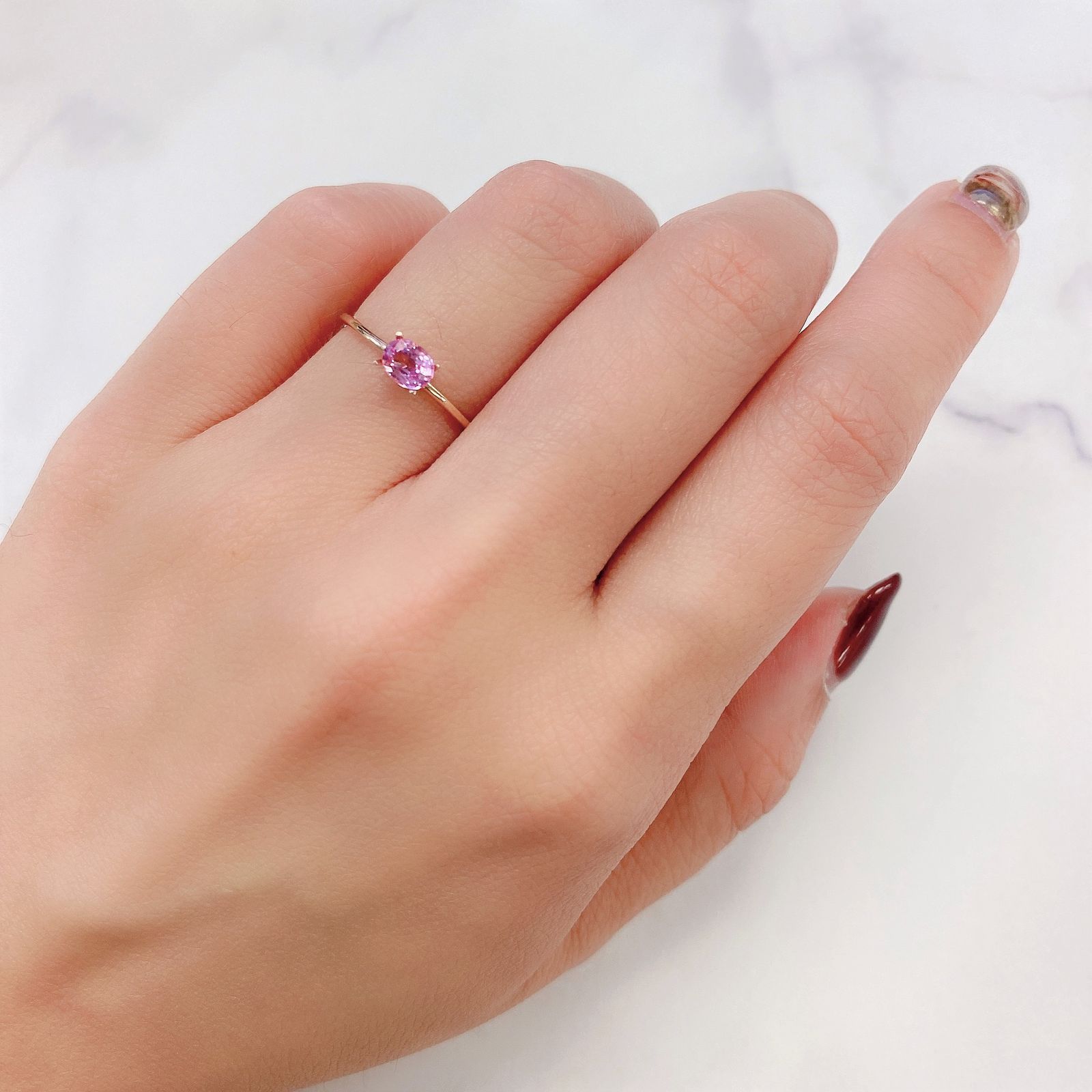 パパラチャサファイア(宝石名サファイア/別名パパラチャ・サファイア) スリランカ産 0.411ct ソ付(DGL)[20106142]4.9×3.8mm前後