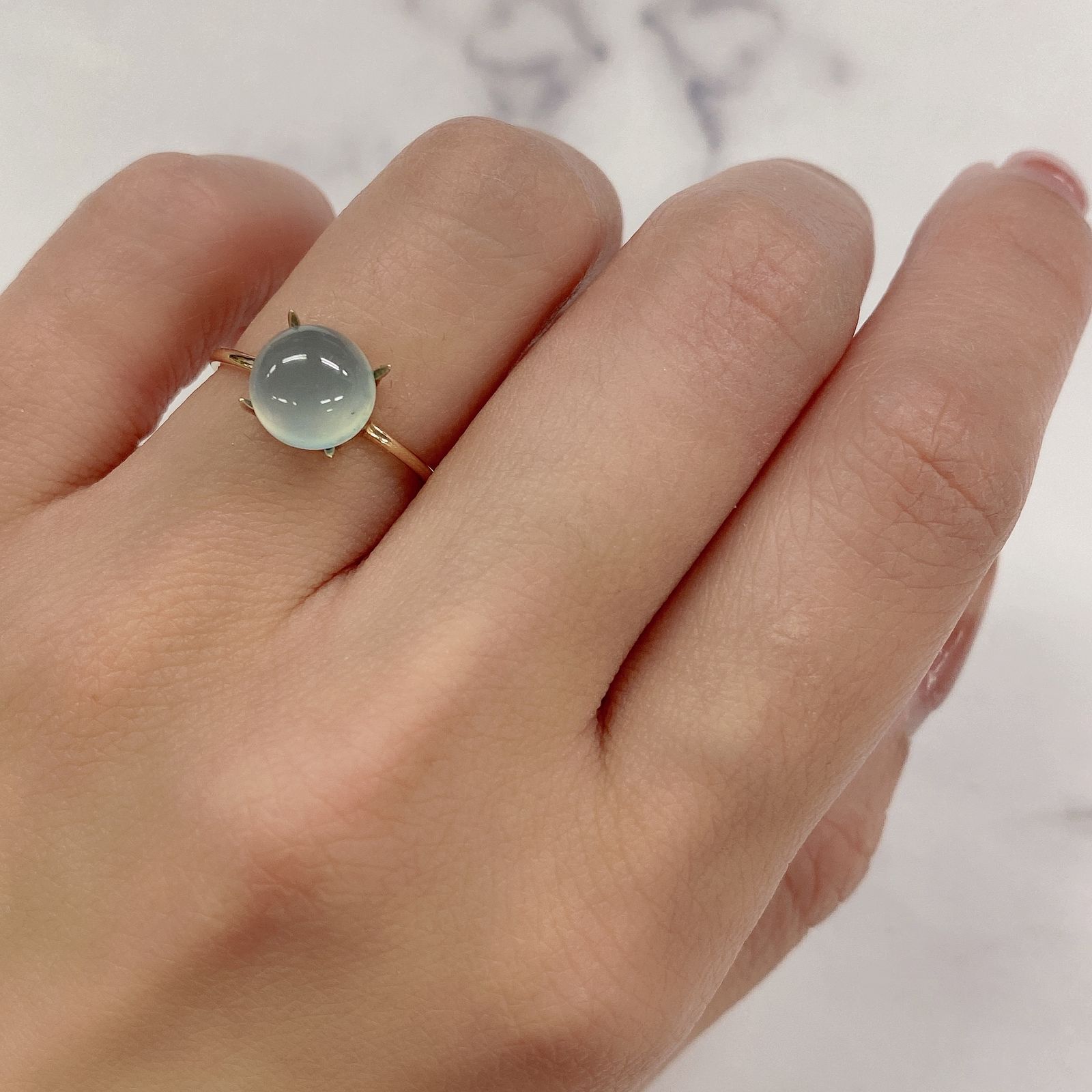 アクアプレーズ(宝石名ブルー グリーン・カルセドニー) 南アフリカ産 2.31ct 識別済[20106922]8.0×7.9mm前後