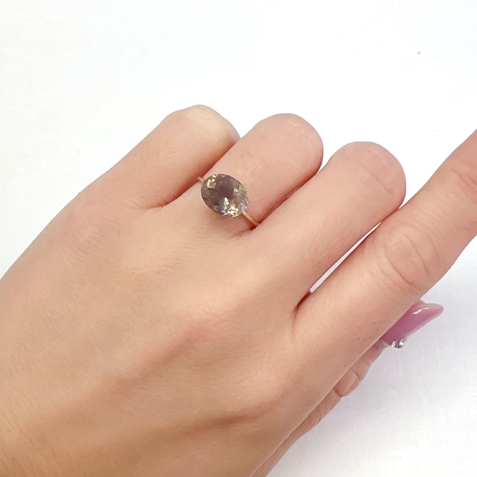 バイカラーオレゴンサンストーン(宝石名ラブラドライト)アメリカ・オレゴン州産 2.55ct 識別済[231224667]10x7.9mm前後