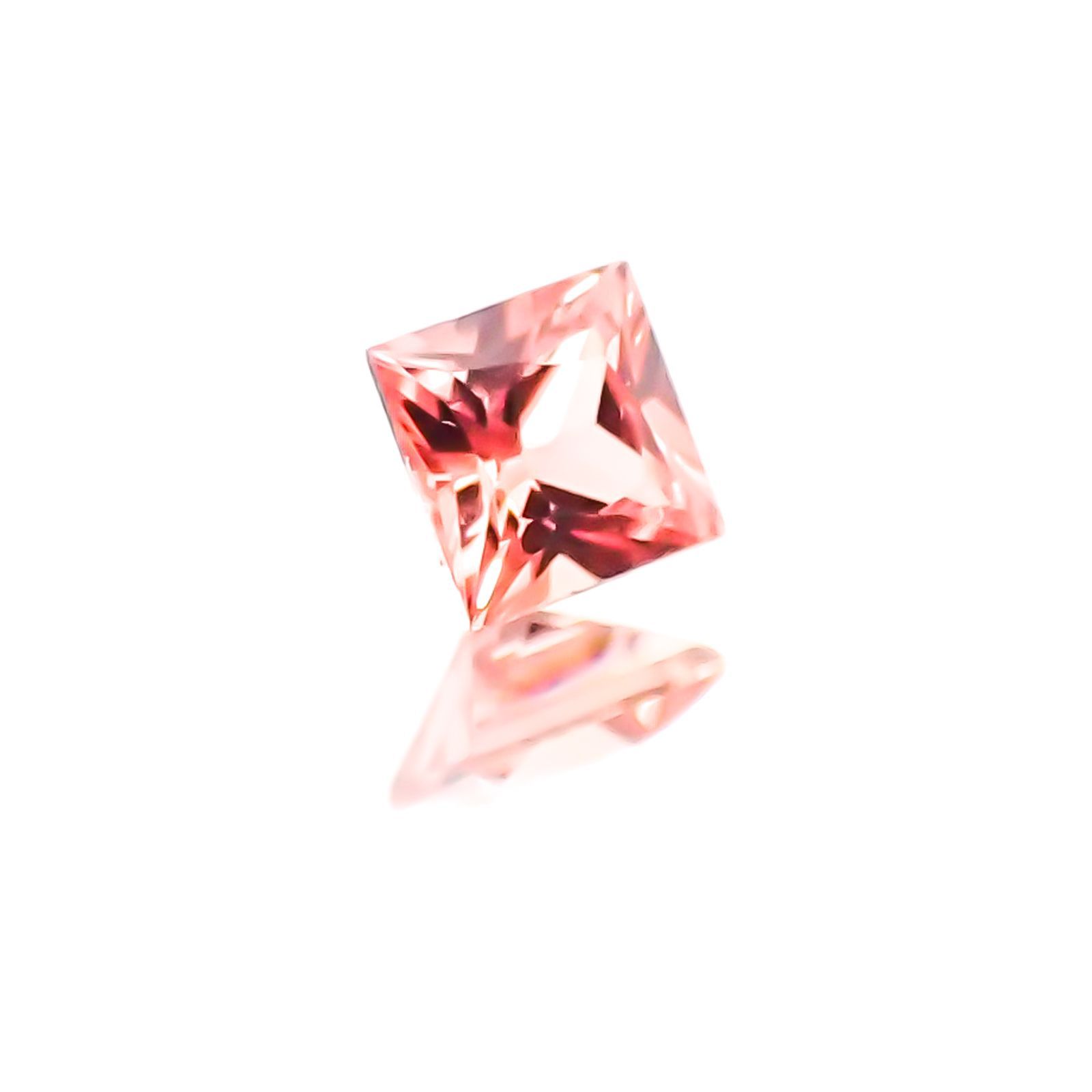 ◇プリンセスカット◇パパラチャサファイア ソーティング付き スリランカ産 ルース 0.086ct[20117828]2.3×2.3mm前後