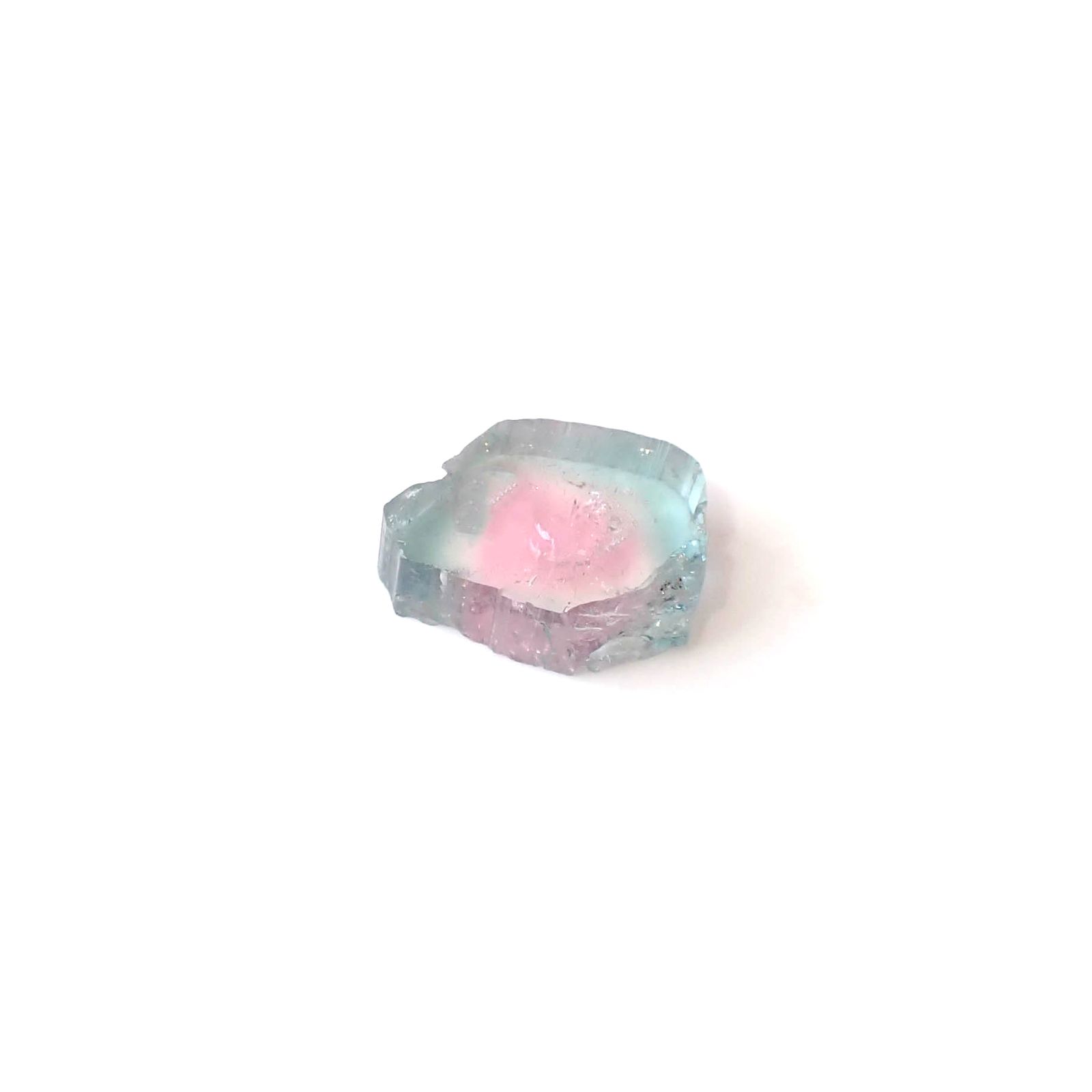ウォーターメロントルマリン 原石スライス アフガニスタン産 3.37ct [250430211]11.4x8.3mm前後