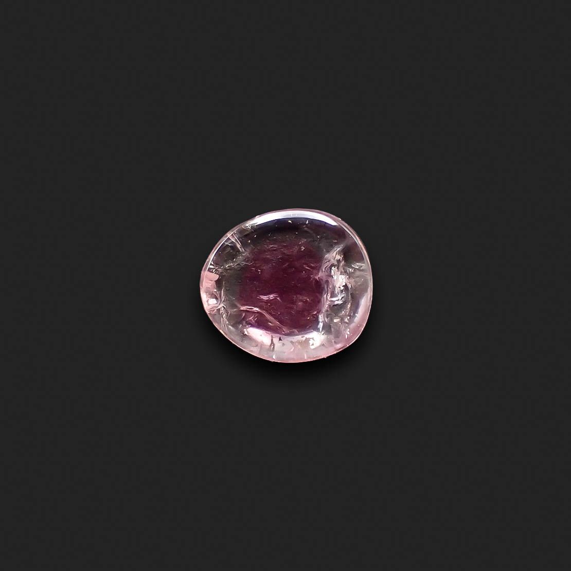 ピンクウォーターメロントルマリン 原石スライス コンゴ民主共和国産 3.01ct[230421482]10x9.1mm前後
