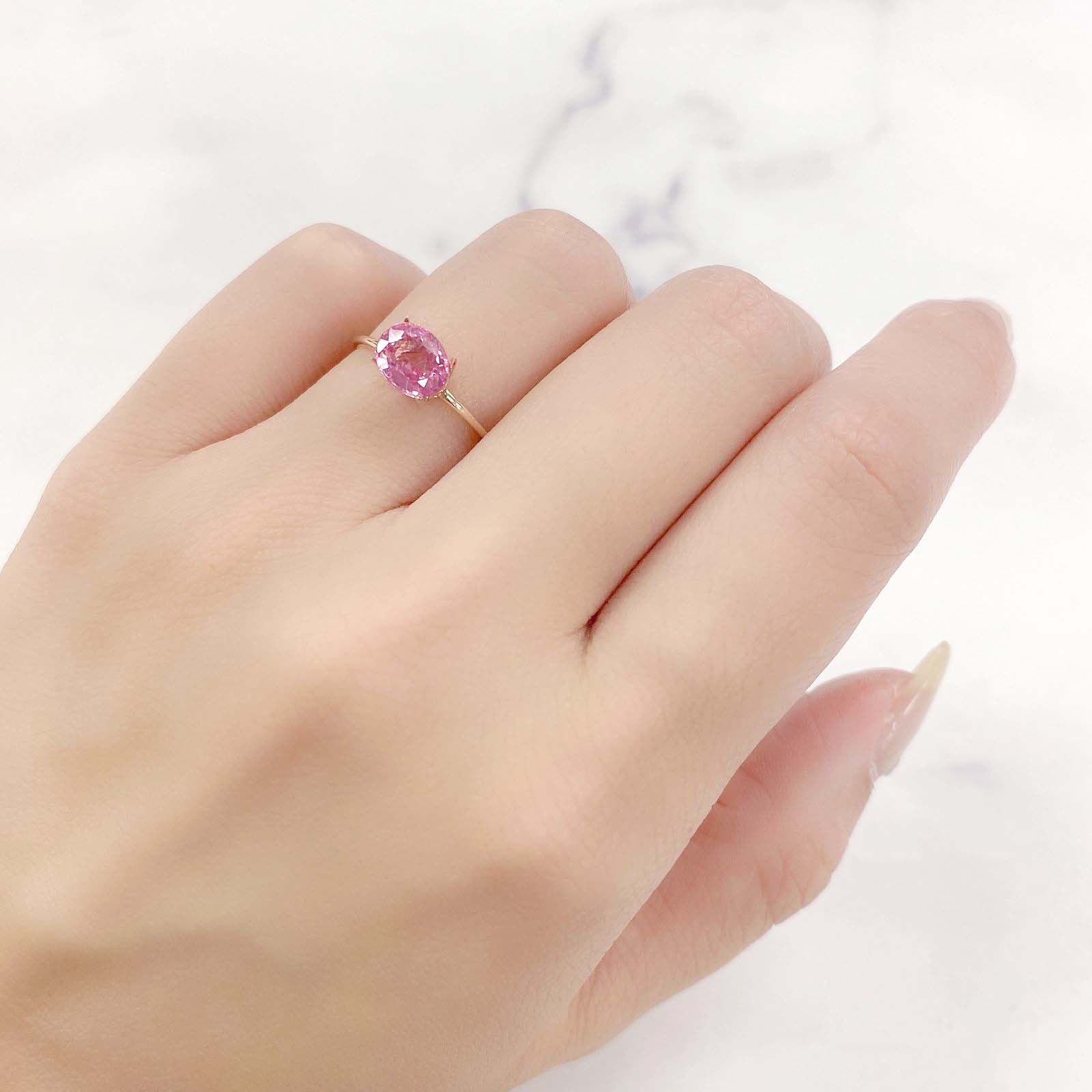 ピンクスピネル(宝石名ピンク・スピネル)タンザニア産 1.214ct ソ付(彩珠)[230722572]6.9x5.8mm前後