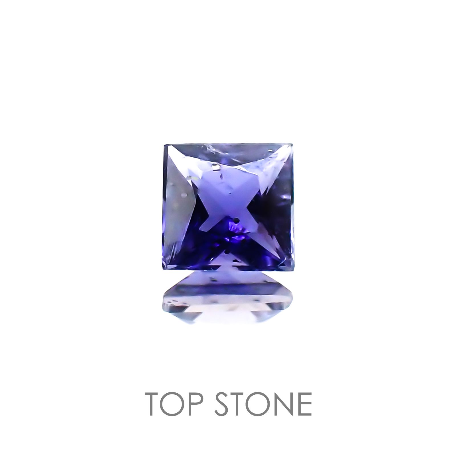 ◇プリンセスカット◇アイオライトサンストーン インド・ブラジル産 ルース 0.42ct[20128414]4.7×4.7mm前後