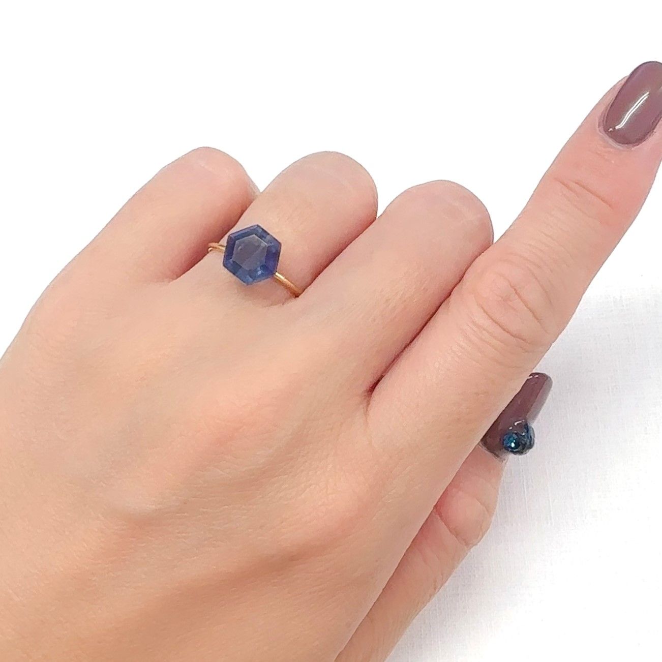◇ヘキサゴンカット◇パーティカラーフローライト フルオレッセンス 中国産 2.95ct[240628192]8.3x8.2mm前後