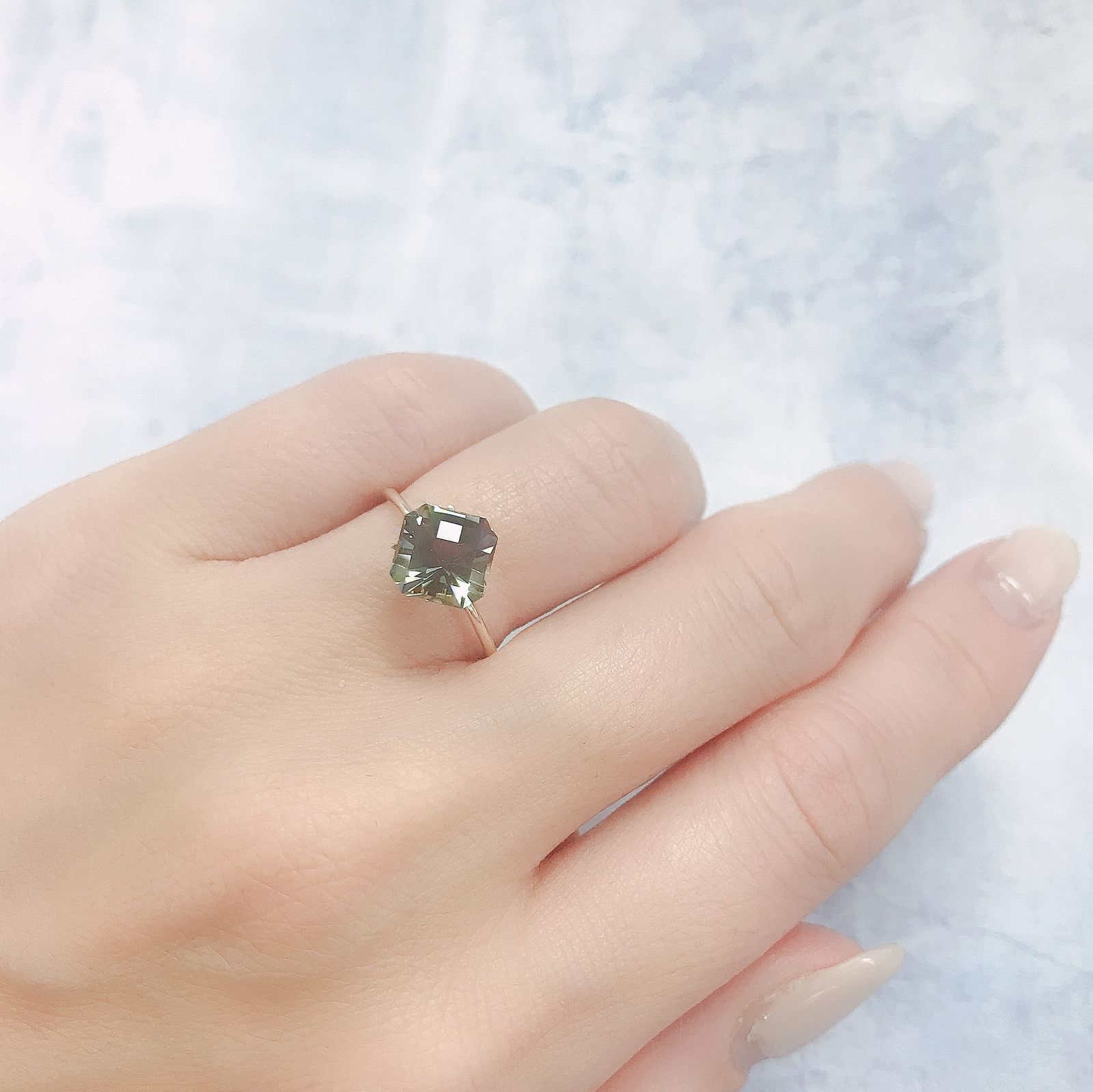 ◇チェッカーカット◇バイカラーオレゴンサンストーン(宝石名ラブラドライト)アメリカ・オレゴン州産 1.82ct 識別済[220616274]7.5x7.5mm前後