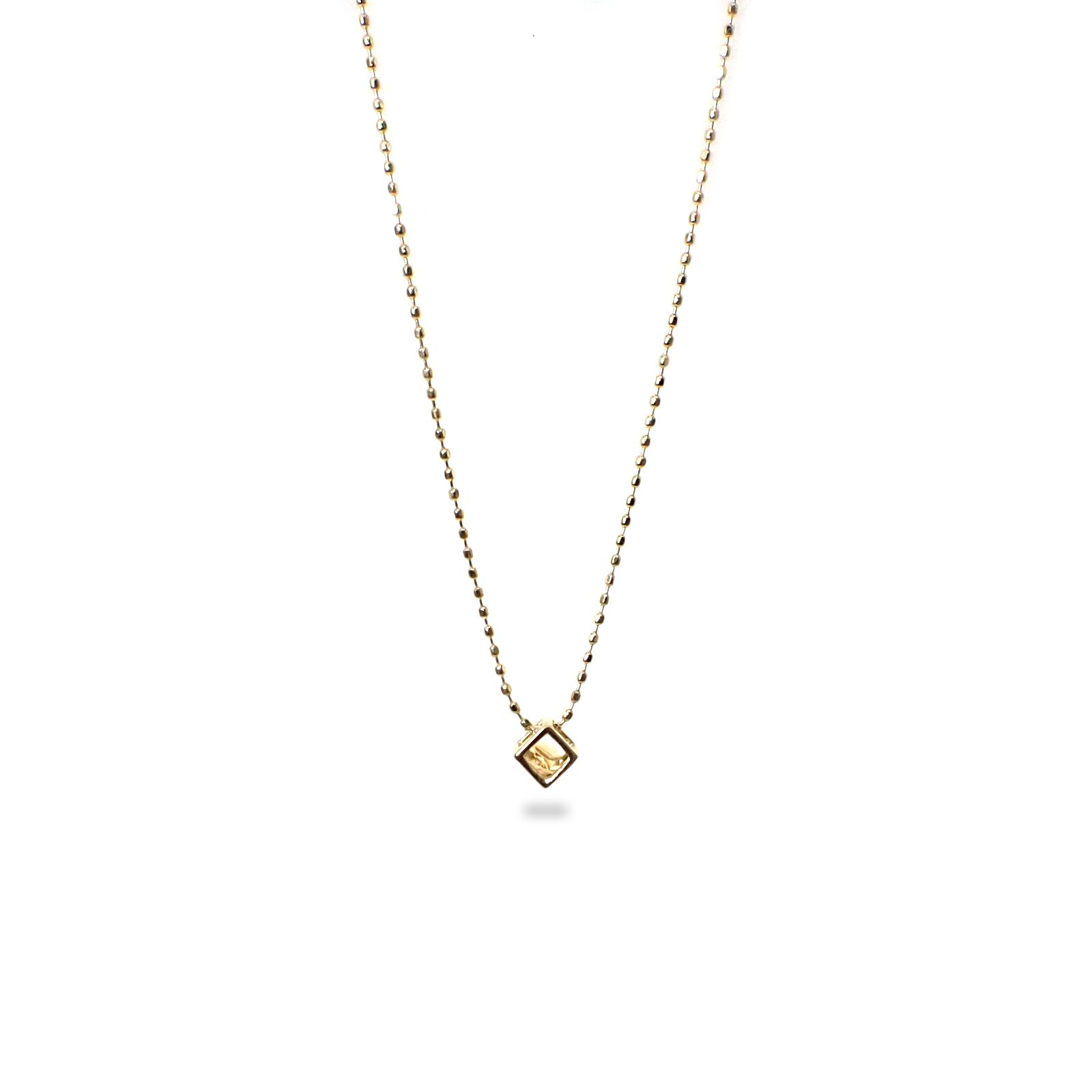 ◇K18 Reinette（レネット）◇シトリン | キューブボックスデザイン [チャーム/ペンダントトップ※チェーン別売り]