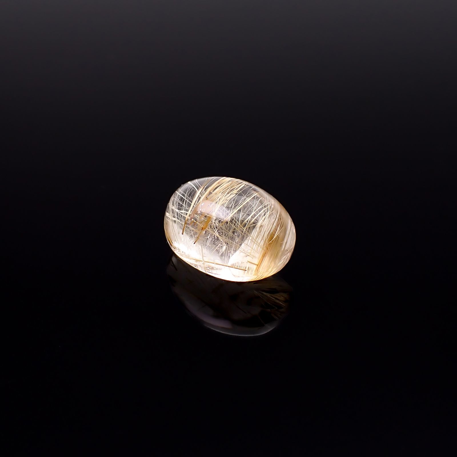 ◇バフトップカット◇ルチルクォーツ ブラジル産 7.40ct / 13.9x9.9mm前後 [260732401]