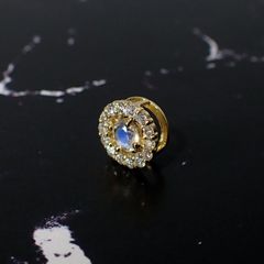 ◇K18 Briller（ブリエ）◇ダイヤモンド×レインボームーンストーン | 6.5mmタイプ [取り巻きデザインチャーム/ペンダントトップ※チェーン別売り]
