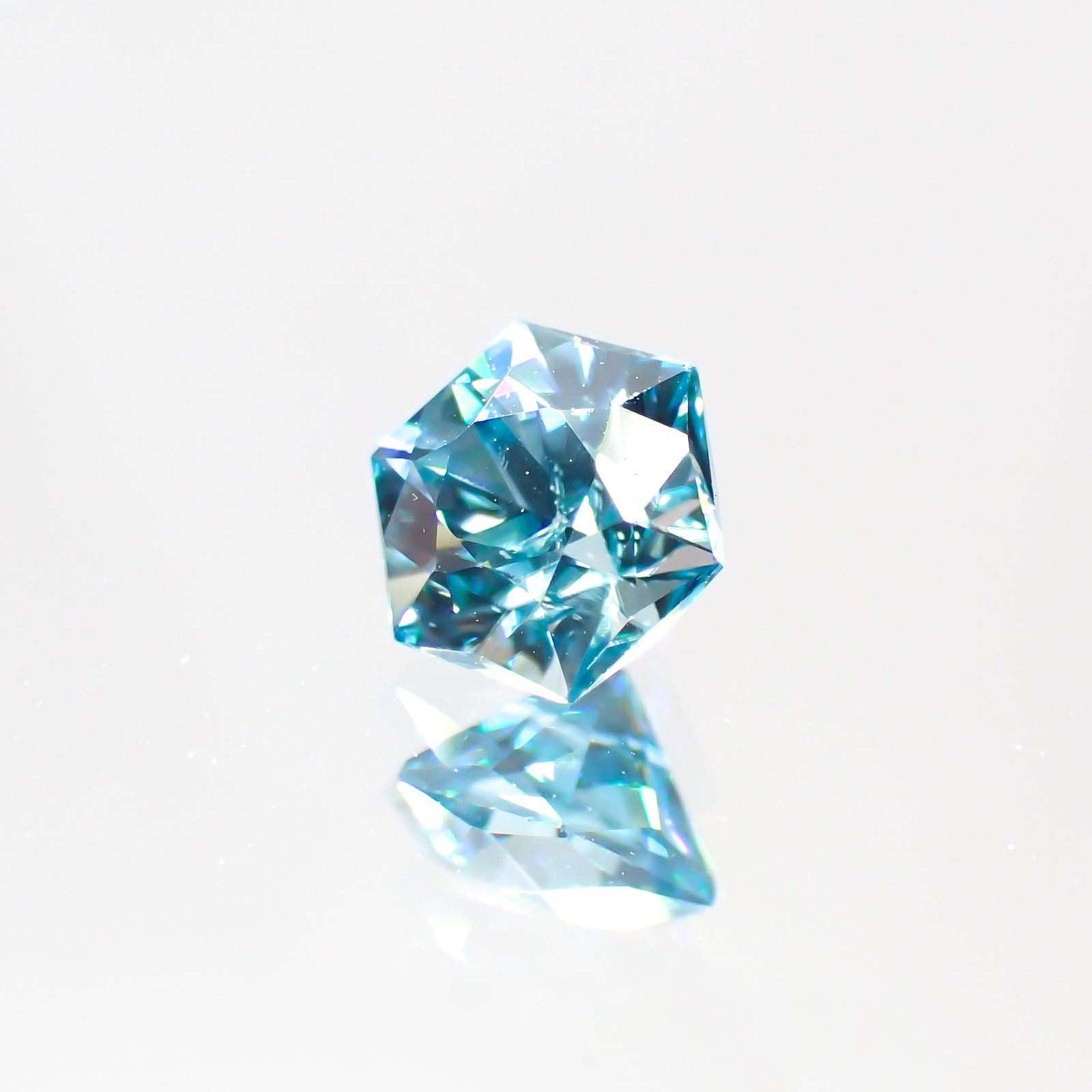 ◇ヘキサゴンカット◇ブルージルコン(宝石名ジルコン) カンボジア産 0.81ct 識別済[211013364]4.8×4.8mm前後
