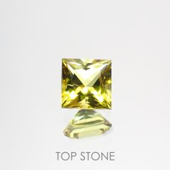 ◇プリンセスカット◇カナリートルマリン(宝石名イエロー・トルマリン) モザンビーク産 0.642ct ソ付(彩珠)[20117434]5×5mm前後
