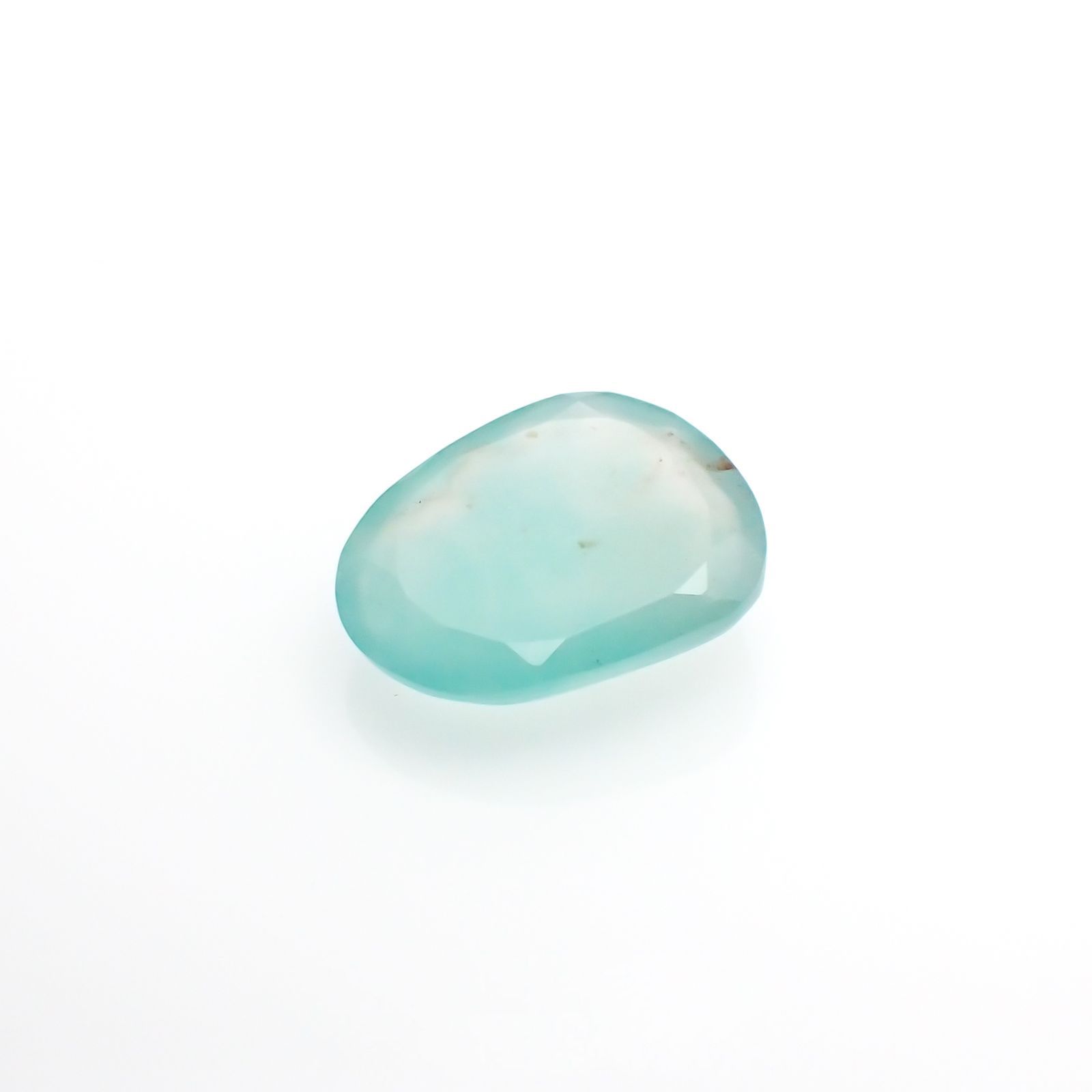 ◇フリーフォーム・ローズカット◇アクアプレーズ(宝石名ブルー グリーン・カルセドニー)南アフリカ産 4.78ct 識別済[231023786]13.9x10.8mm前後