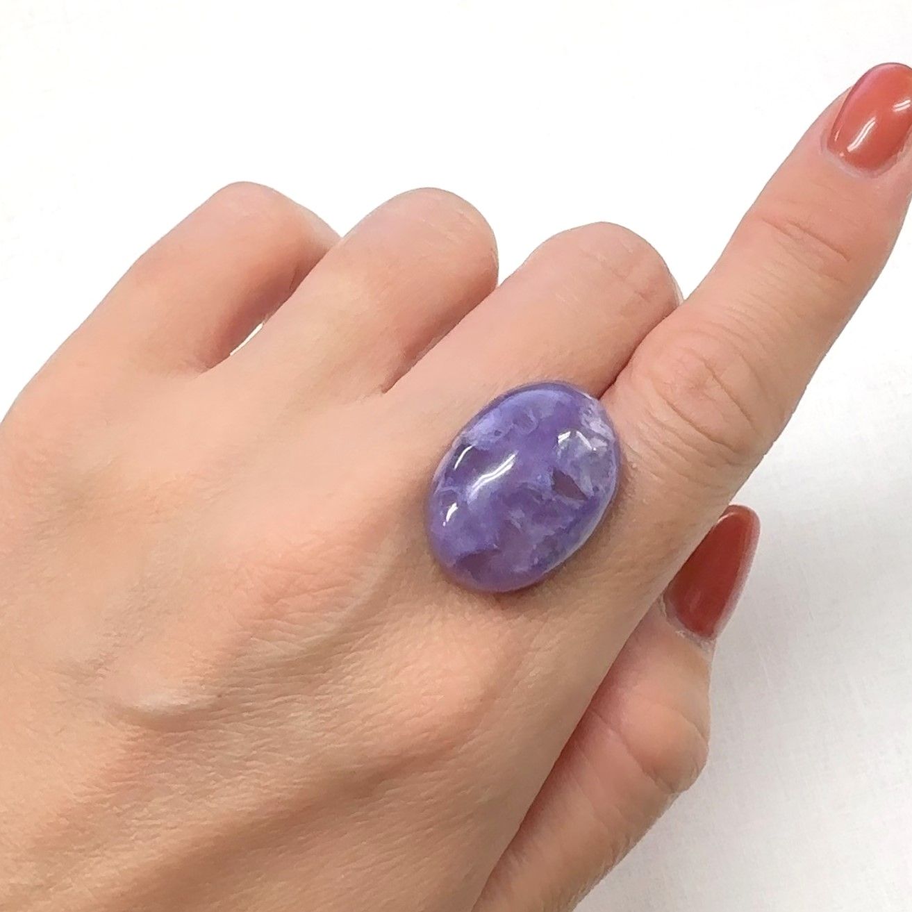 エンジェルシリカ(チャロアイトクォーツ) ロシア産 31.75ct [241029391]23.2x16.9mm前後