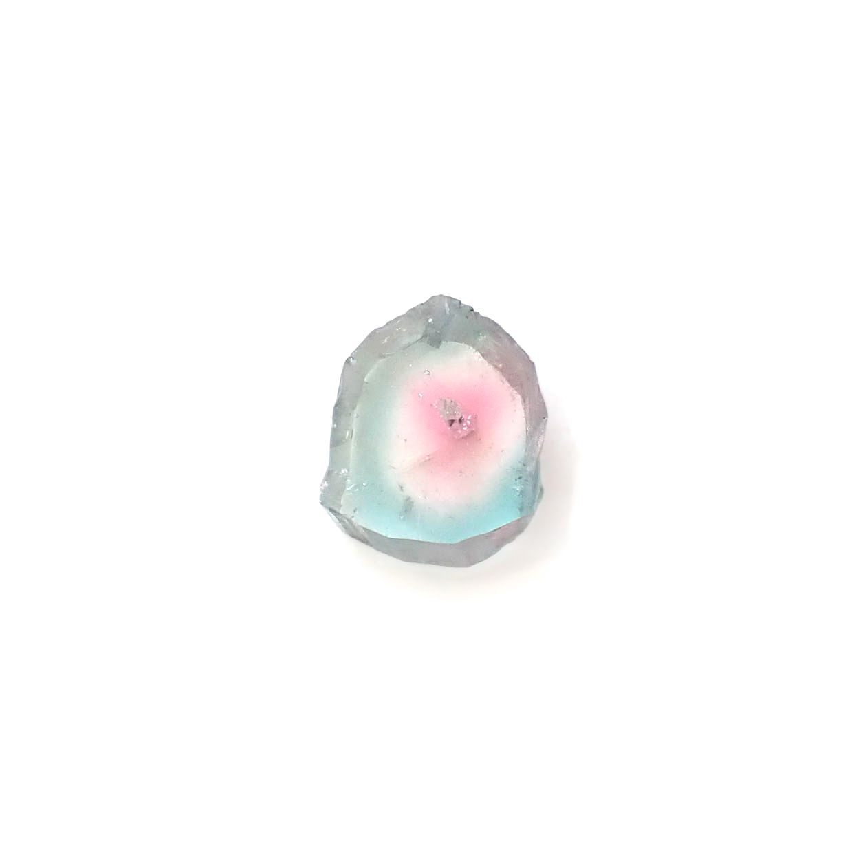 ウォーターメロントルマリン 原石スライス アフガニスタン産 1.83ct [250430213]7.7x6.7mm前後