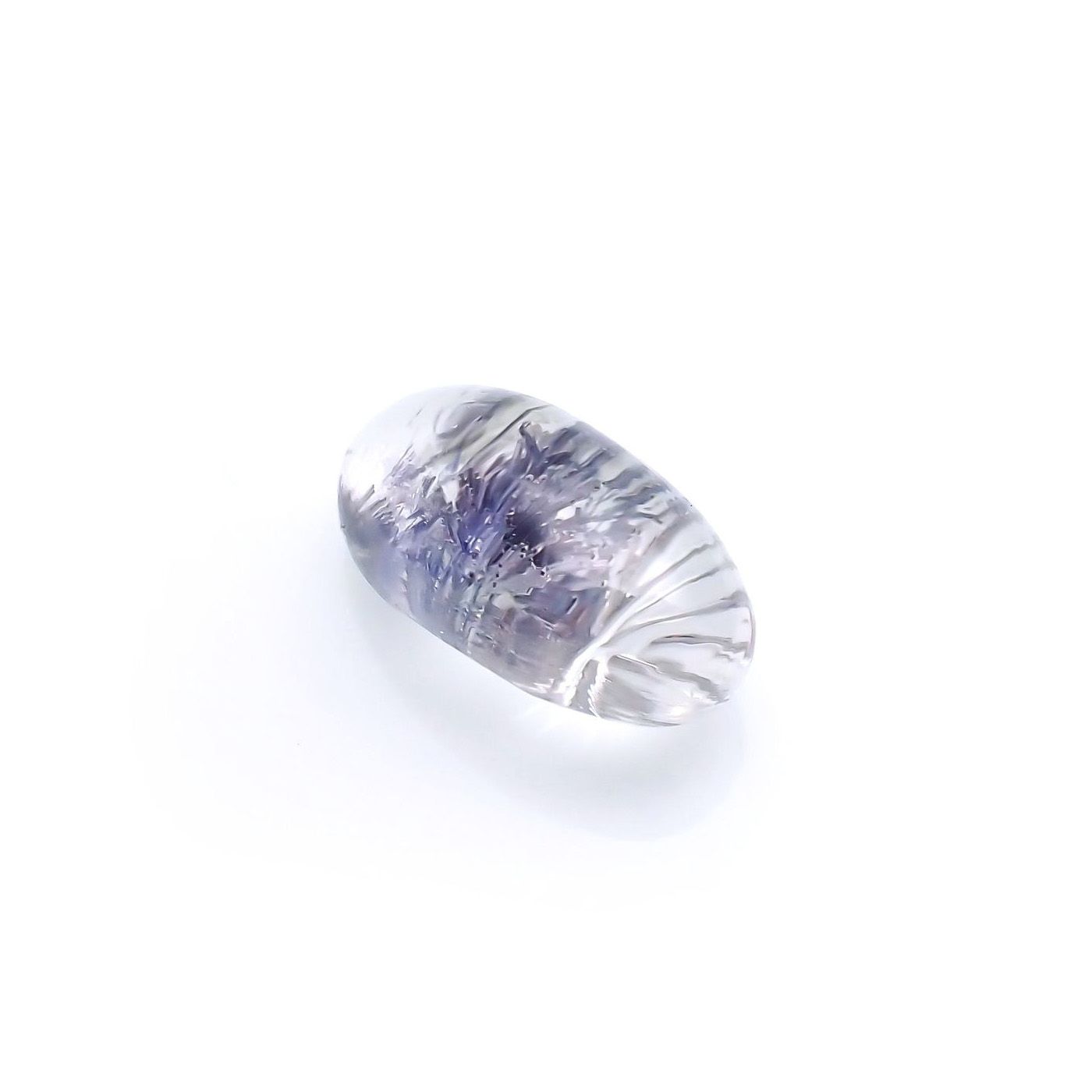 ◇甲州貴石切子Plus Three◇デュモルチェライトインクォーツ カード付き ブラジル産 4.85ct / 14.6x7.9mm前後 [251114608]