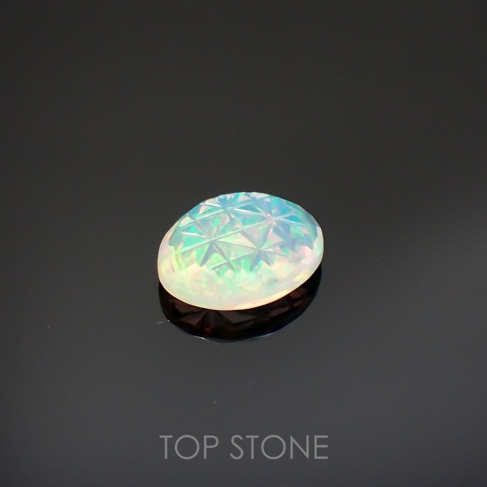 ◇甲州貴石切子Plus Three◇エチオピアオパール カード付き(宝石名オパール)エチオピア産 1.22ct 識別済[220114600]9.8x7.7mm前後