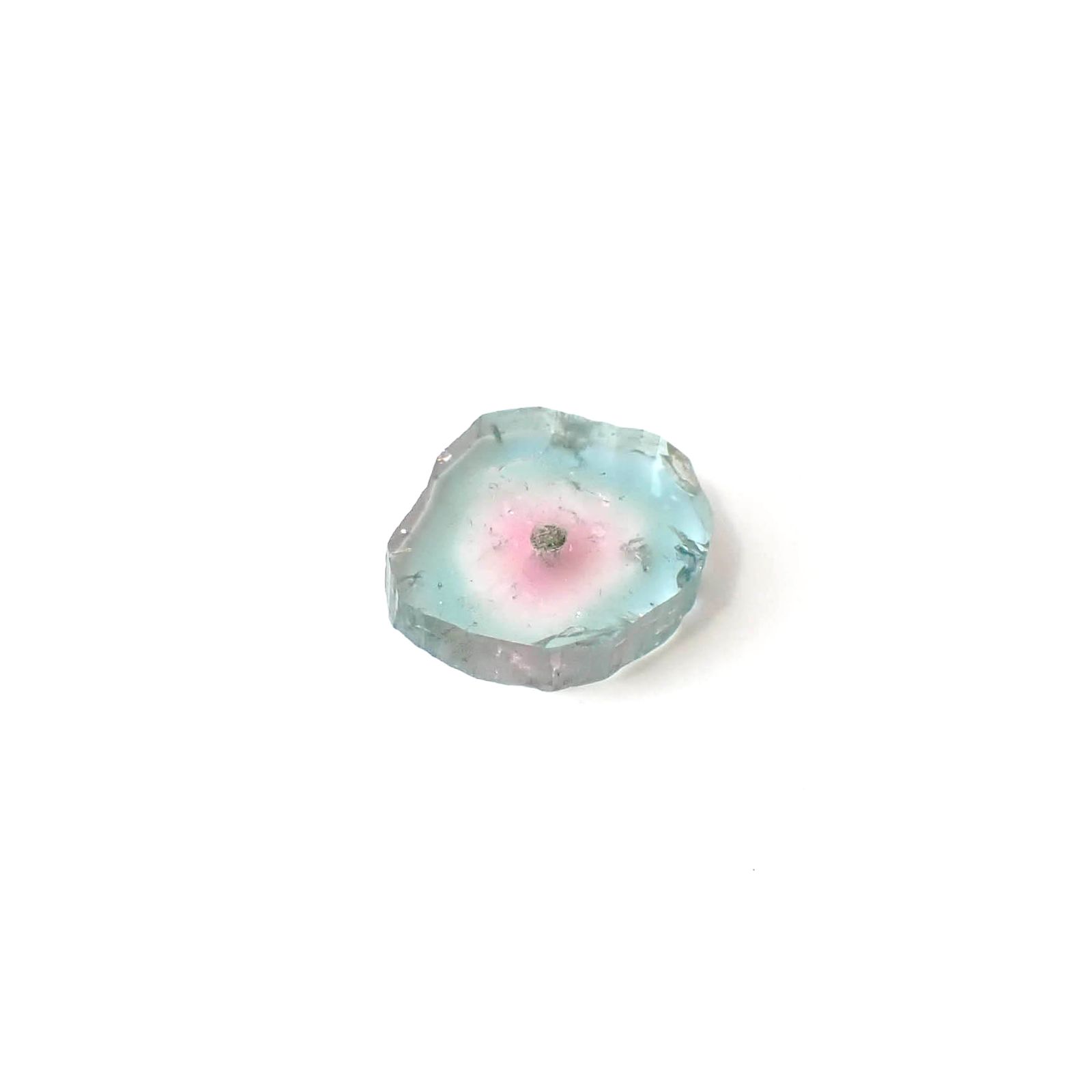 ウォーターメロントルマリン 原石スライス アフガニスタン産 3.23ct [250430214]11x9.6mm前後