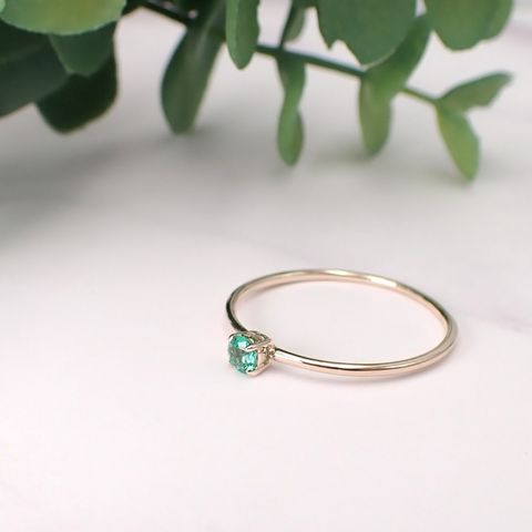 リング空枠：石留め▶ノンオイルエメラルド（お客様製作例）