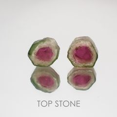 ウォーターメロントルマリン 2個セット ブラジル産 原石・結晶 3.22ct[21019626]7.7-8.4×7.2-7.9mm前後