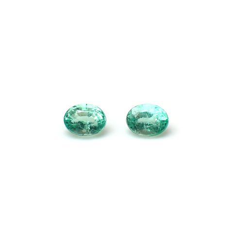 ◇ペアセット◇パステルカラーエメラルド ザンビア産 0.37ct(2pcs合計) [250430240]4x3mm前後