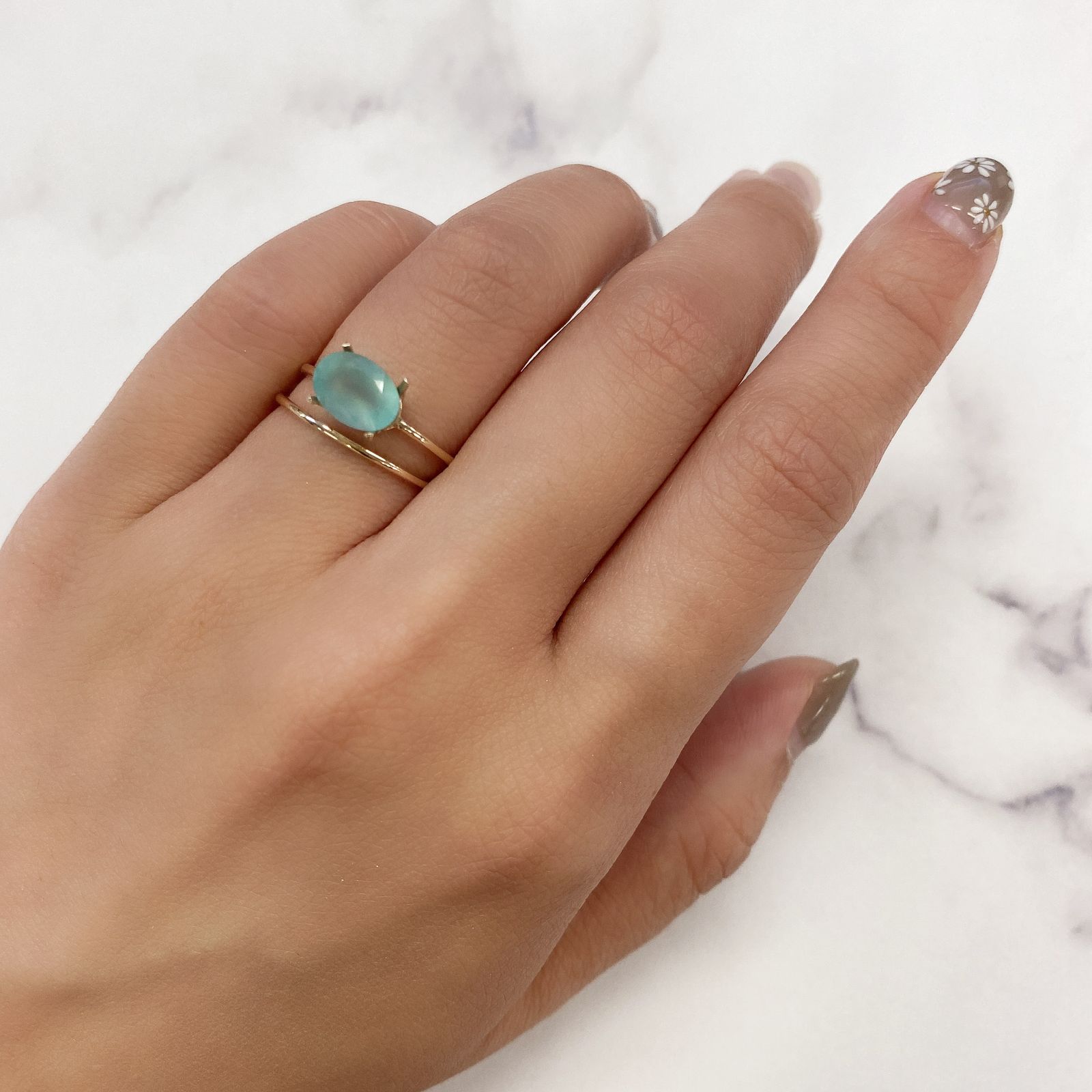 アクアプレーズ(宝石名ブルー グリーン・カルセドニー) 南アフリカ産 1.29ct 識別済[210812349]8.1×6.2mm前後