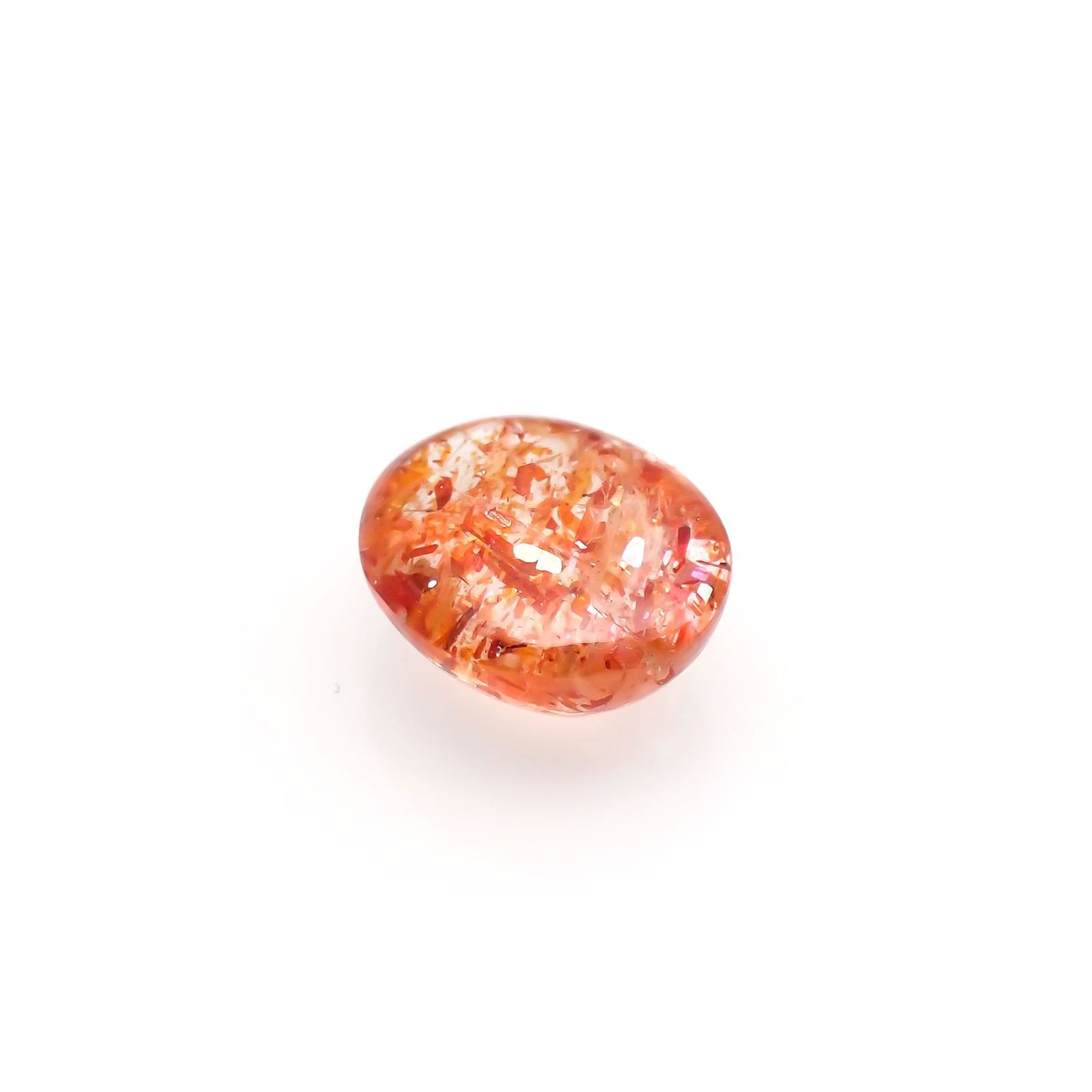 イリュージョンサンストーン(宝石名フェルドスパー) タンザニア産 識別済 2.83ct / 10.2x8.1mm前後 [211013336]