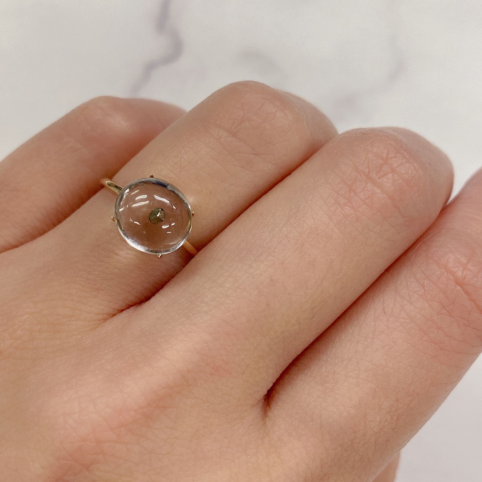 パイライトインクォーツ マダガスカル産 3.70ct[20063119]9.6×8.7mm前後