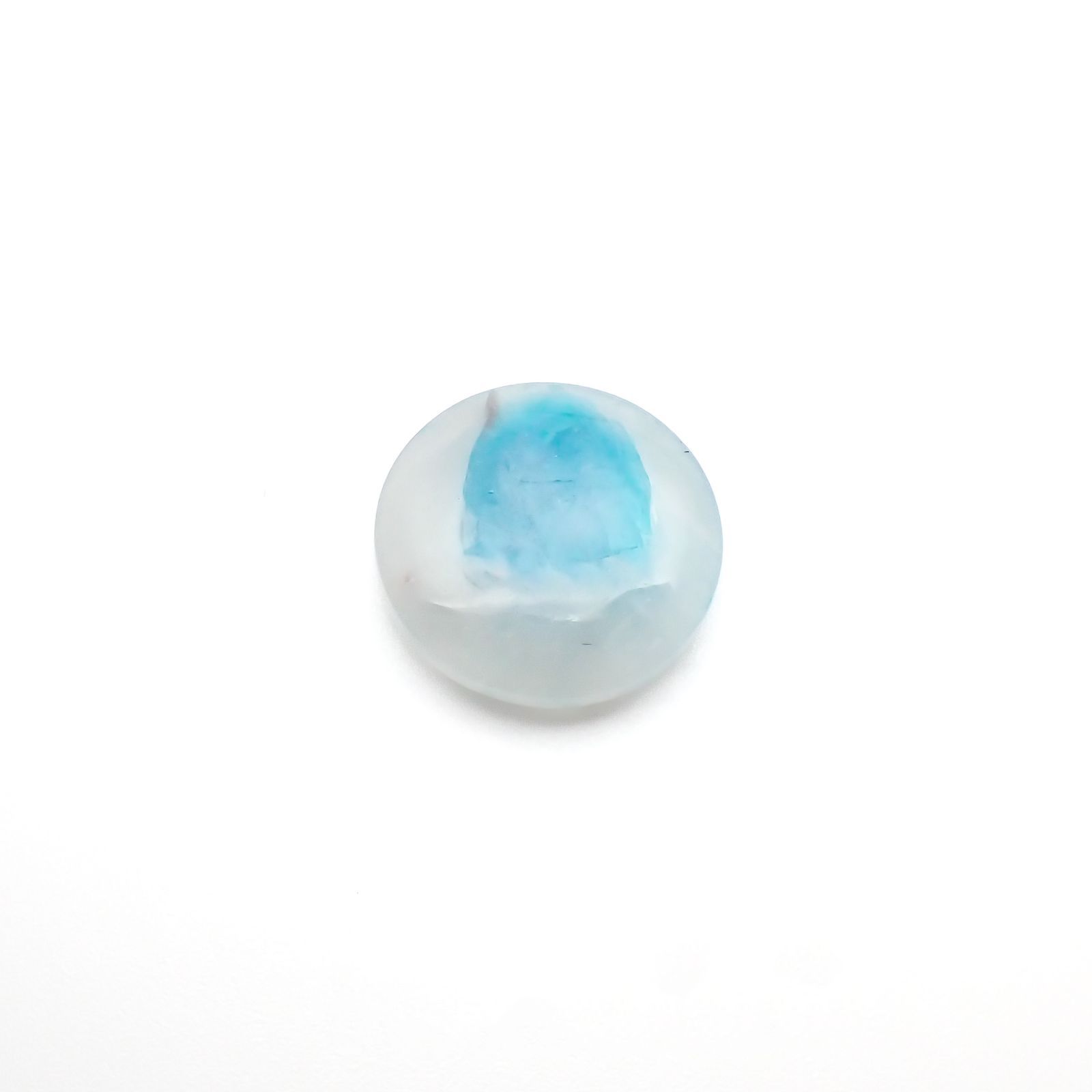 パライバトルマリンインクォーツ(宝石名トルマリンインクォーツ/別名パライバ・トルマリン)ブラジル産 6.110ct ソ付(宝貴協)[221018823]14.3x14.3mm前後