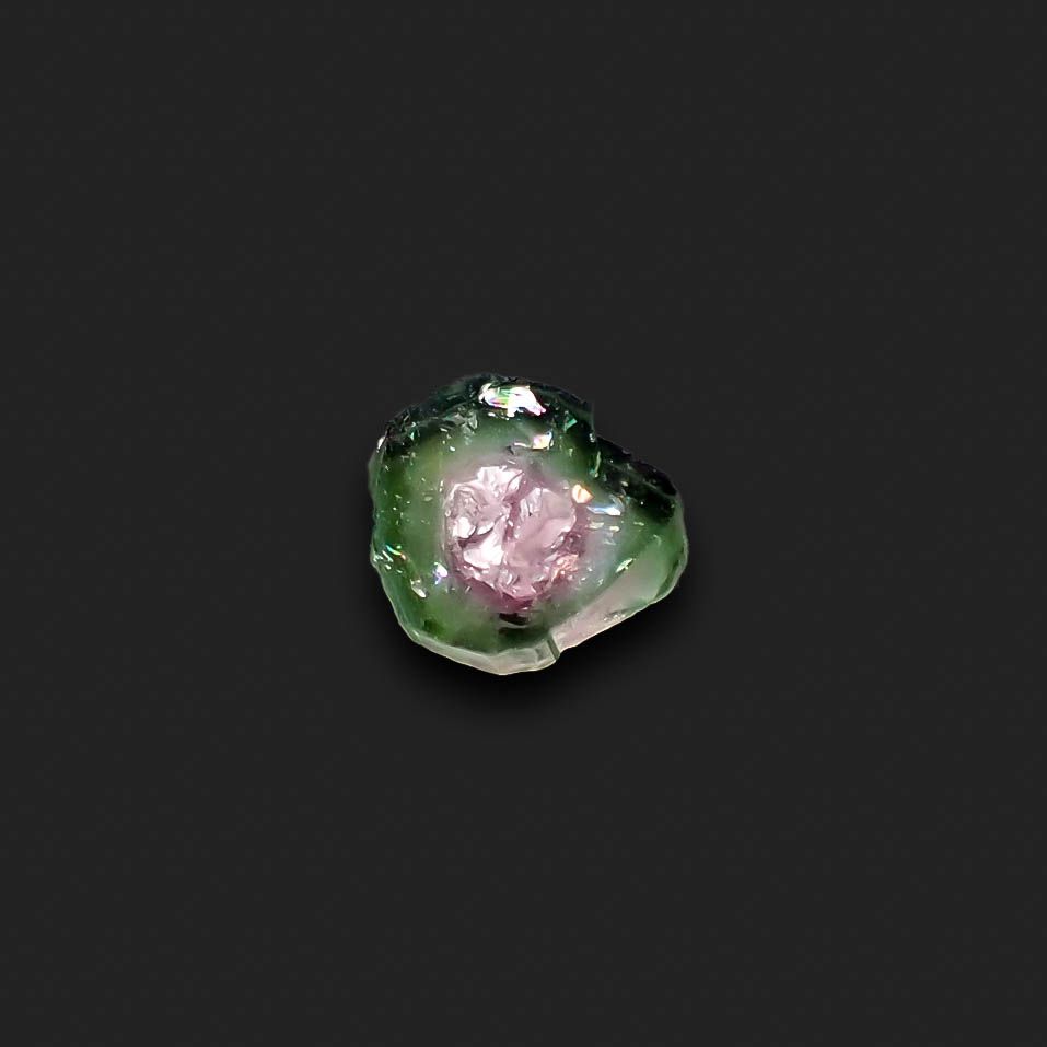 ウォーターメロントルマリン 原石スライス コンゴ民主共和国産 1.55ct[230321305]7.5x7.2mm前後