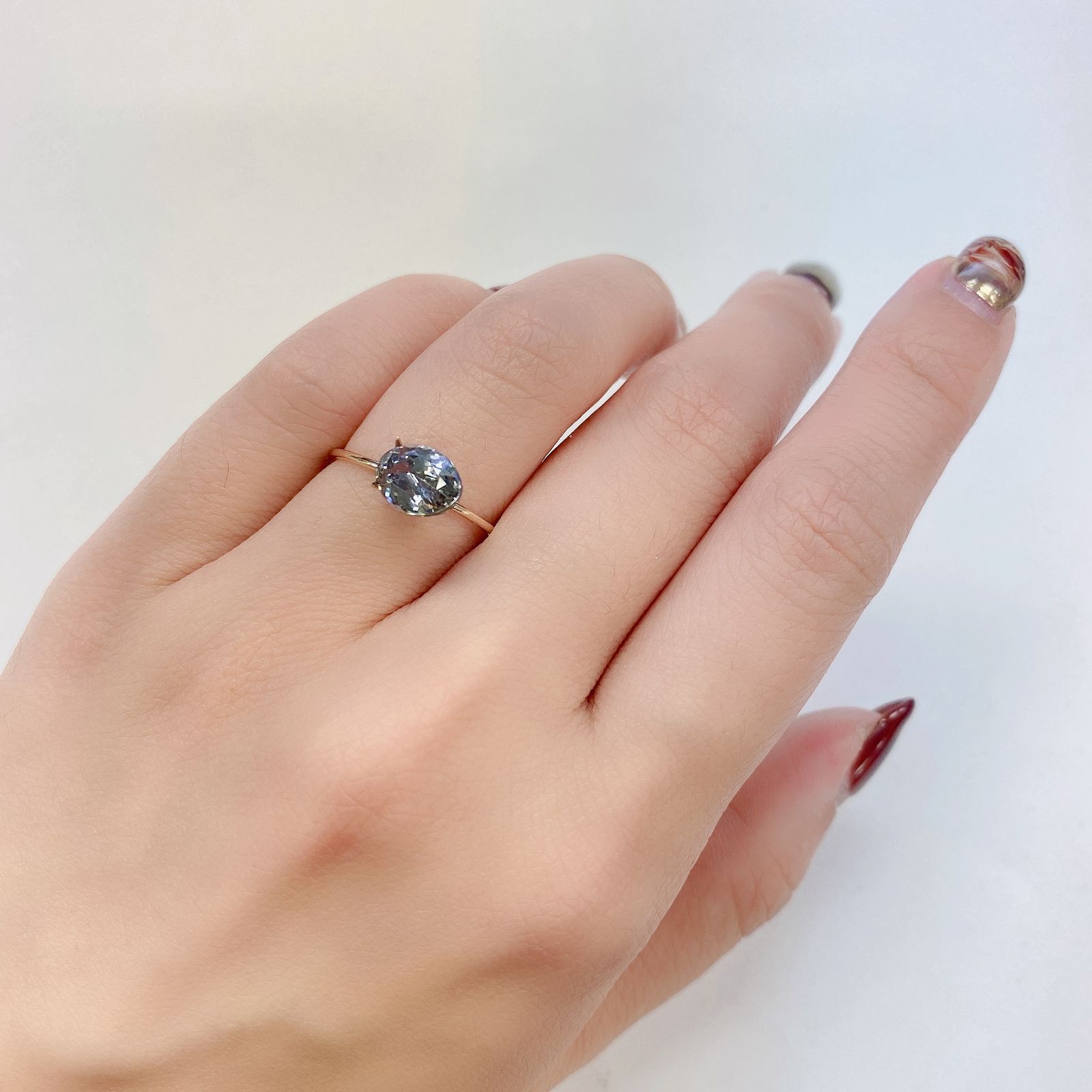 バイカラータンザナイト(宝石名ゾイサイト) タンザニア産 1.908ct ソ付(彩珠)[210711824]8.7×6.4mm前後