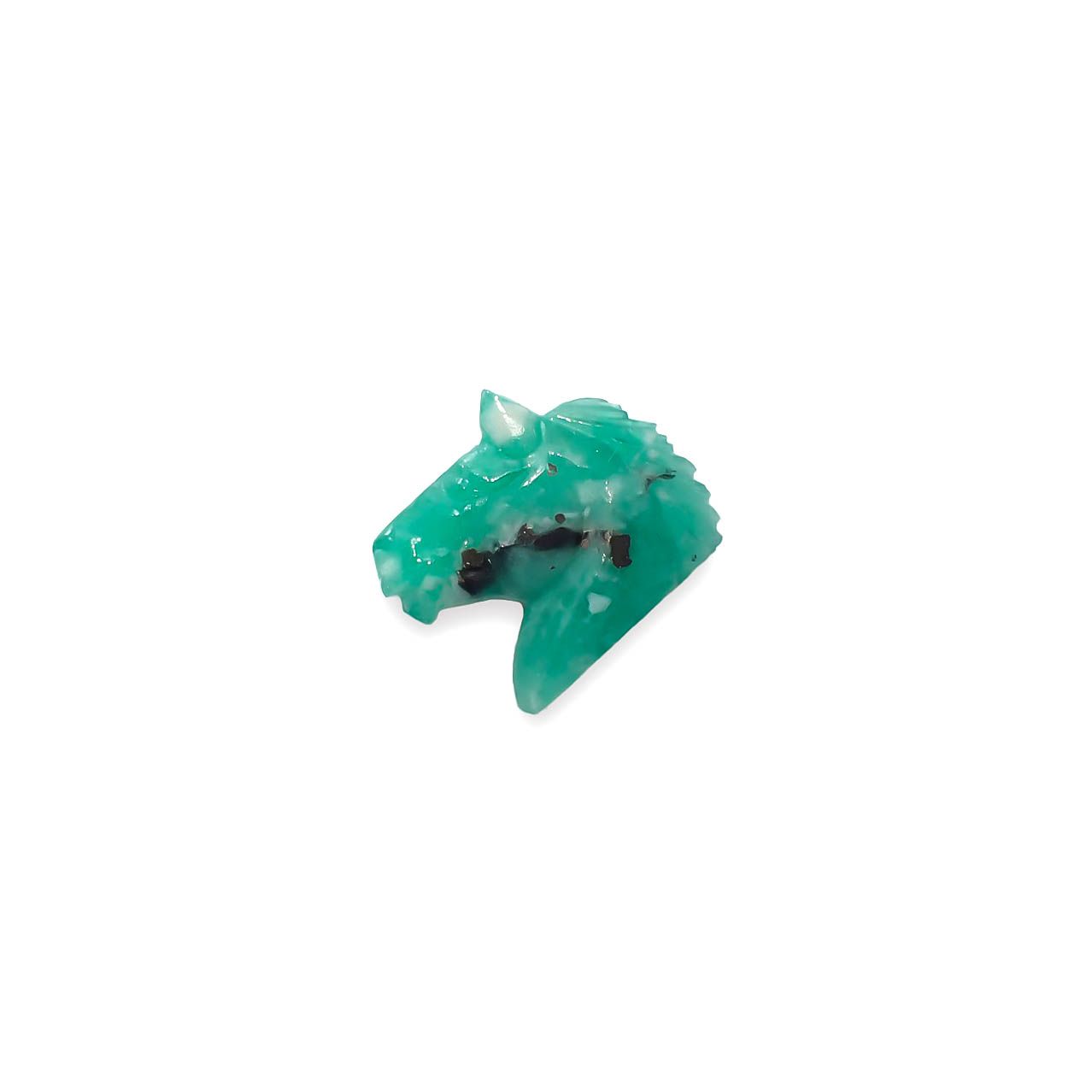 ◇カスタムカット・馬彫刻◇エメラルド コロンビア産 4.53ct[230421699]11.8x13.4mm前後