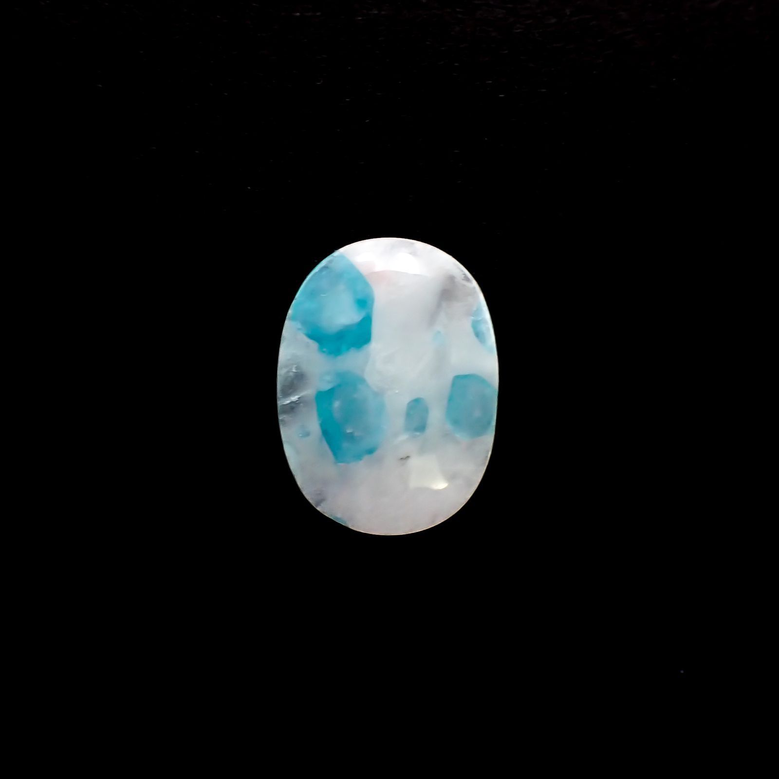 パライバトルマリンインクォーツ(宝石名トルマリンインクォーツ/別名パライバ・トルマリン)ブラジル産 4.175ct ソ付(宝貴協)[221018818]15.1x11.2mm前後