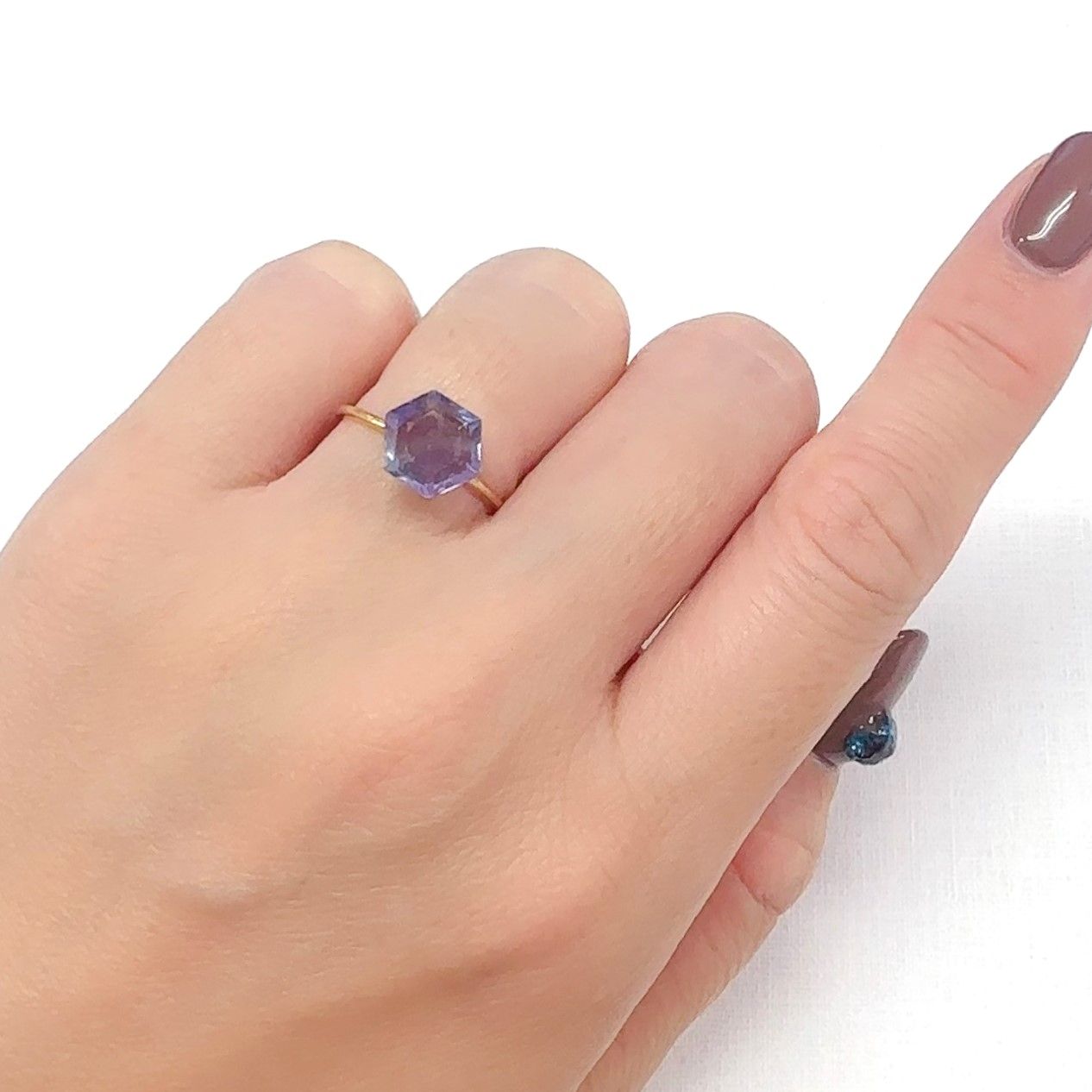 ◇ヘキサゴンカット◇パーティカラーフローライト フルオレッセンス 中国産 2.78ct[240628191]8.2x8.2mm前後