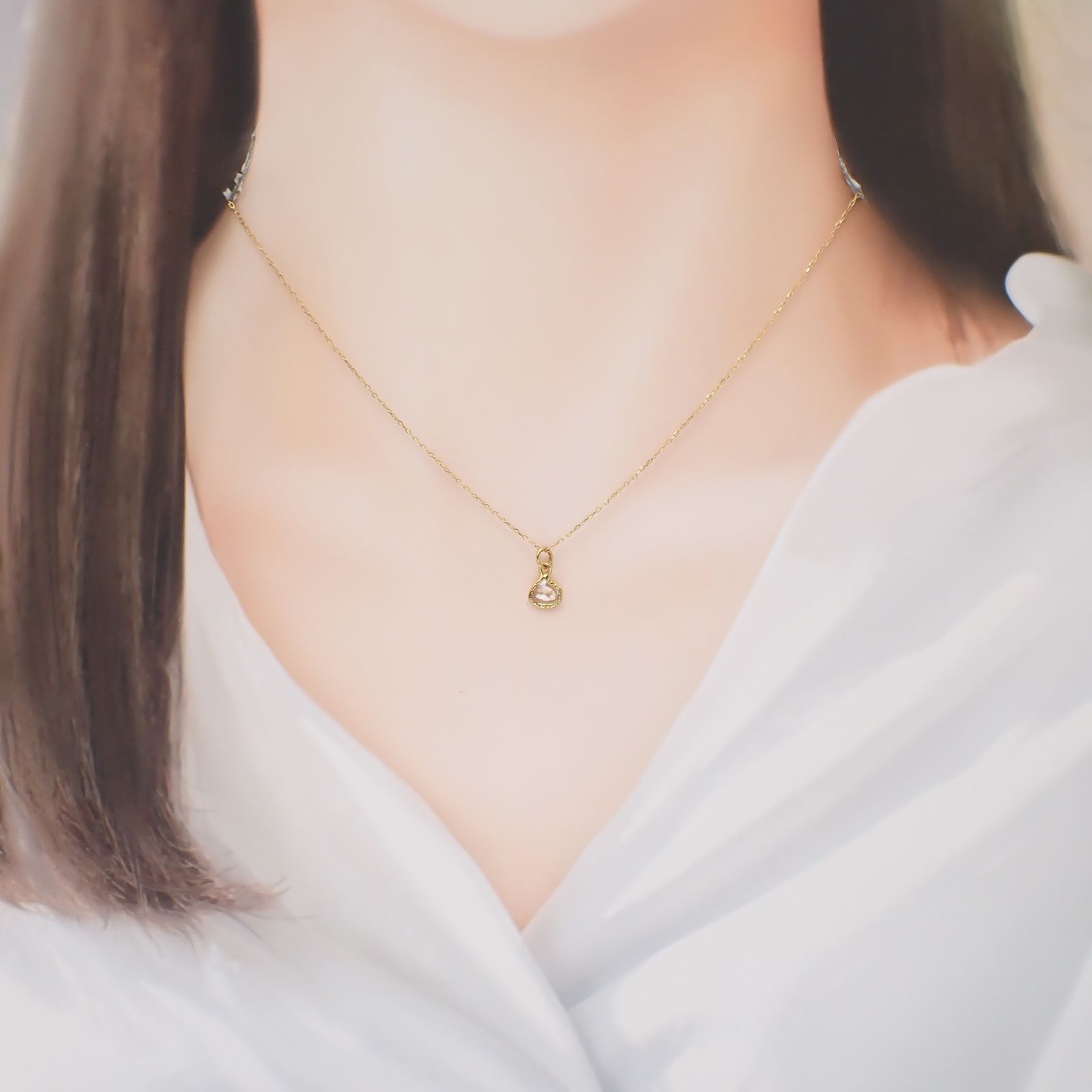 ◇K18仕様◇スライスダイヤモンド 槌目デザイン ペンダントトップ/チャーム(※チェーン別売り) [250229886]5.4x6mm前後