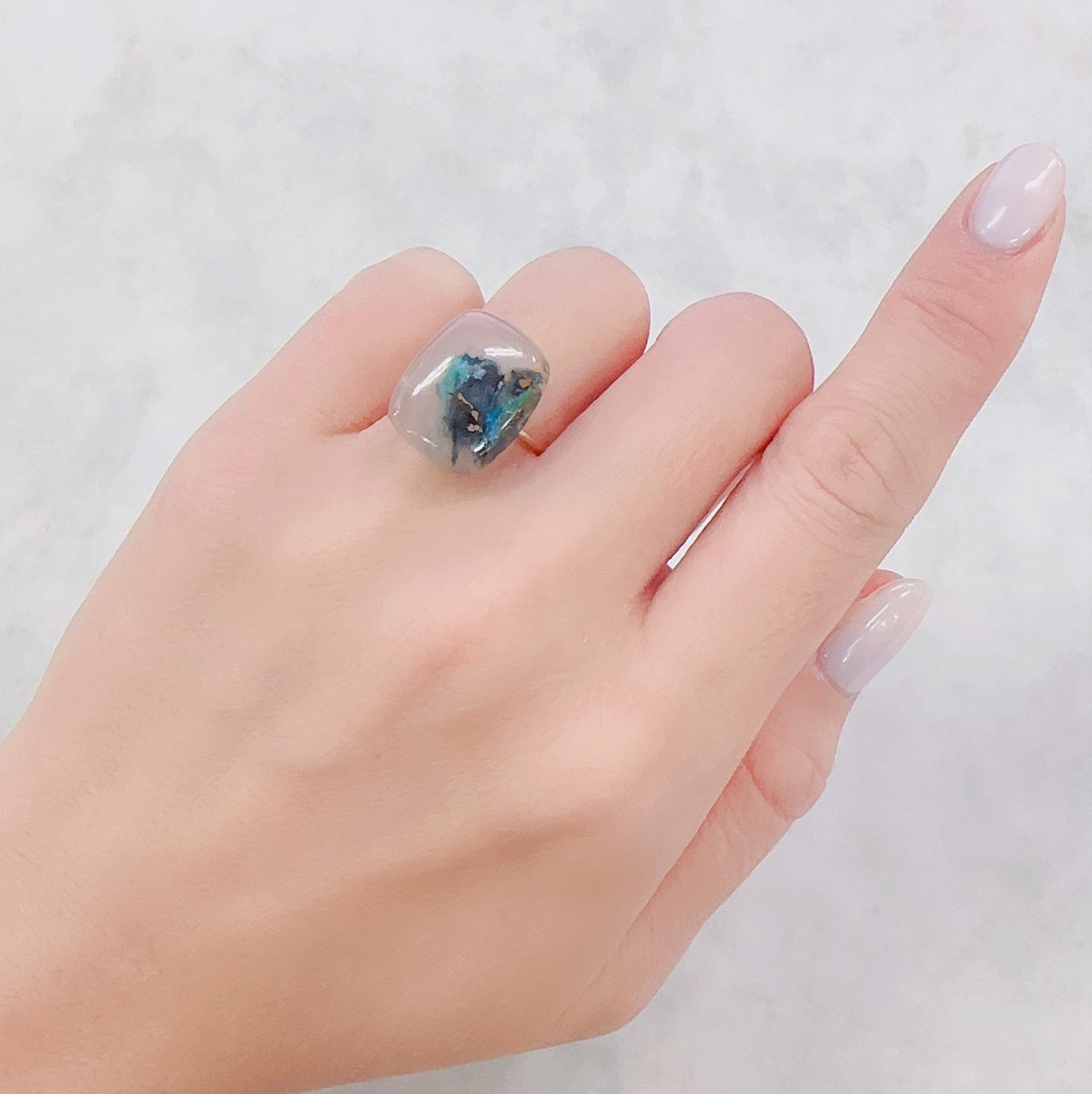 コッパークリソコラインカルセドニー インドネシア産 10.44ct[230722640]16.7x13.4mm前後