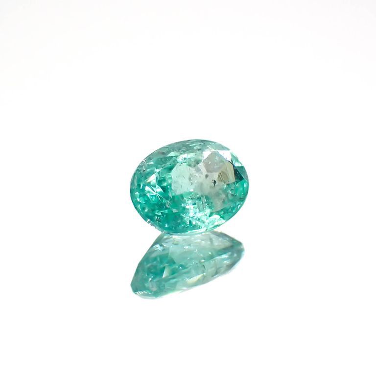 パライバトルマリン(宝石名トルマリン/別名パライバ・トルマリン)ブラジル・キントス鉱山産 0.505ct ソ付(宝貴協)[221018745]5.7x4.3mm前後