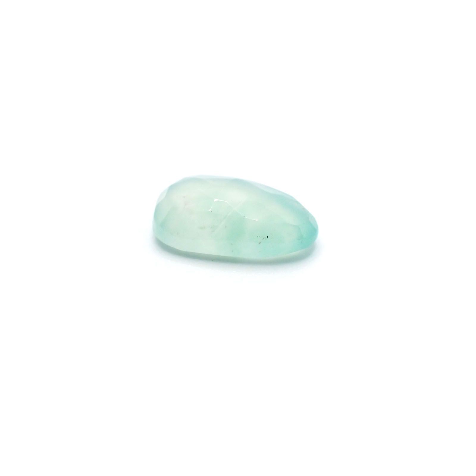 ◇フリーフォーム・ローズカット◇アクアプレーズ(宝石名ブルー グリーン・カルセドニー)南アフリカ産 5.05ct 識別済[231023968]15.1x10.1mm前後