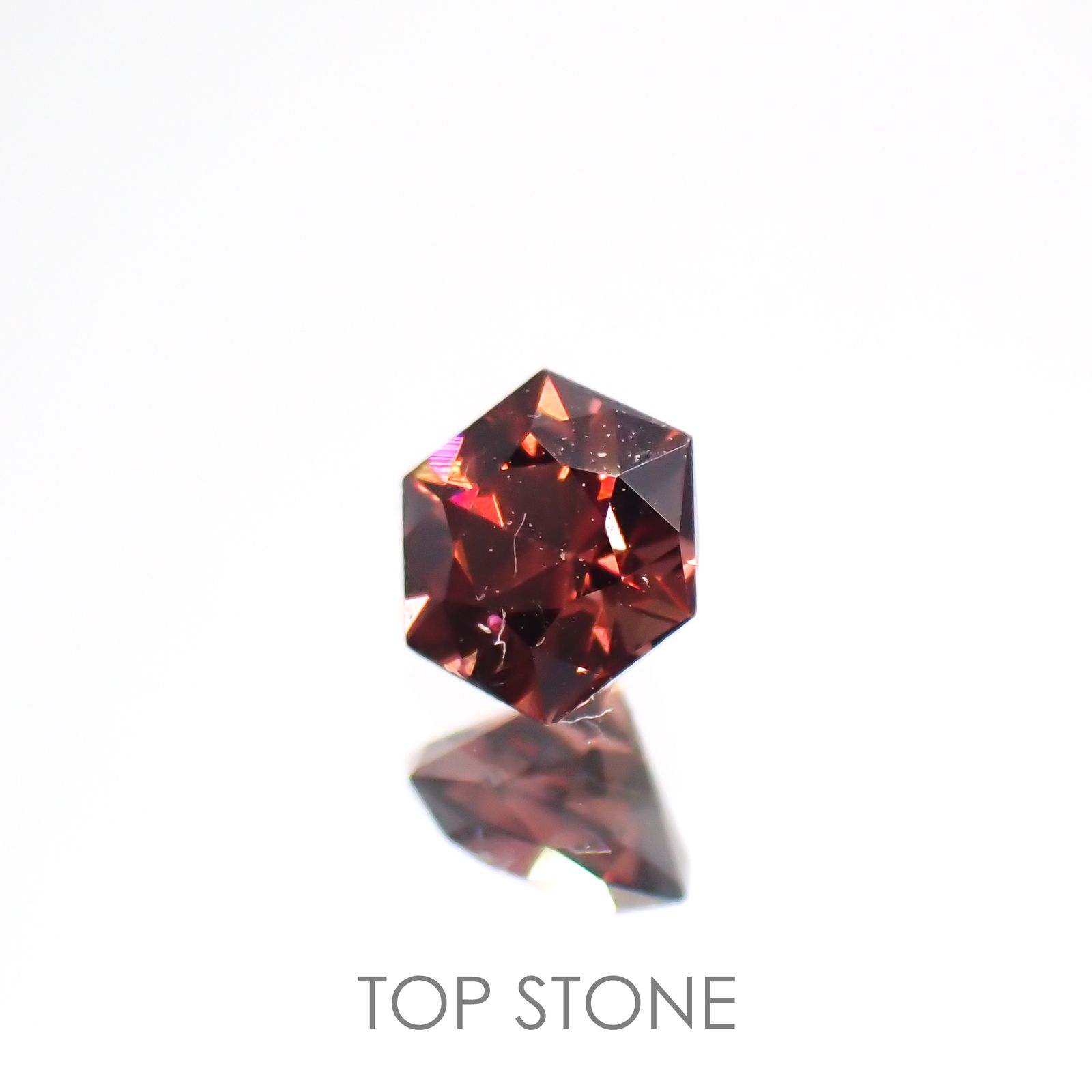 ◇ヘキサゴンカット◇ピンクジルコン(宝石名ジルコン)スリランカ/カンボジア産 0.43ct 識別済[220114936]4x3.9mm前後