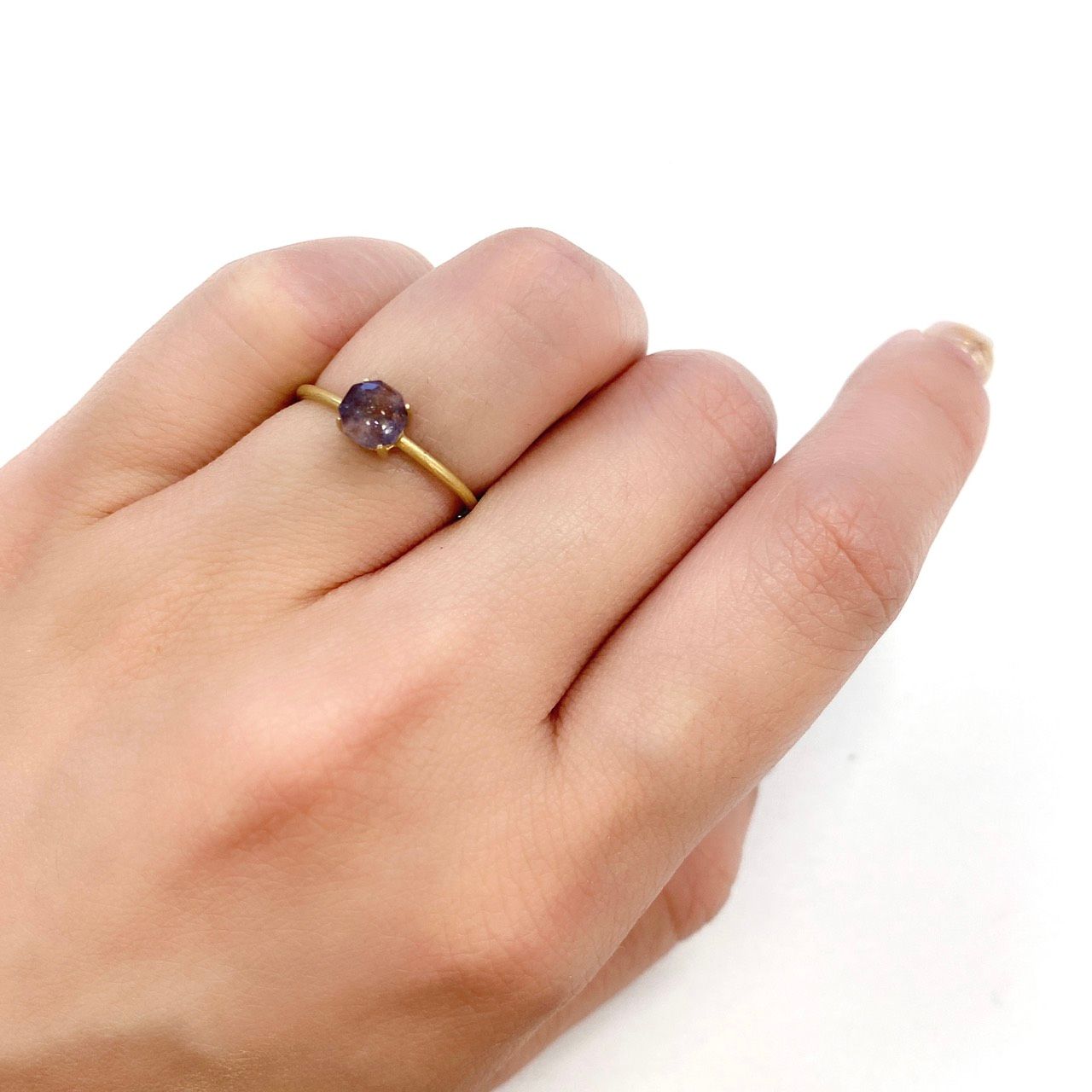 ◇オクタゴンカット◇ブラッドショットアイオライトSA(宝石名アベンチュリン・アイオライト) インド産 0.54ct 識別済[210610991]5×5mm前後