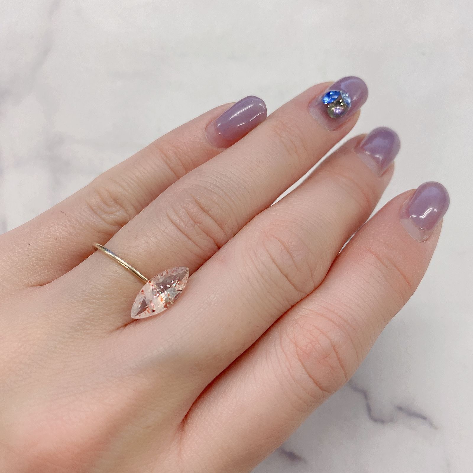 イリュージョンサンストーン(宝石名フェルドスパー) タンザニア産 1.74ct 識別済[210310194]12.6×5.9mm前後