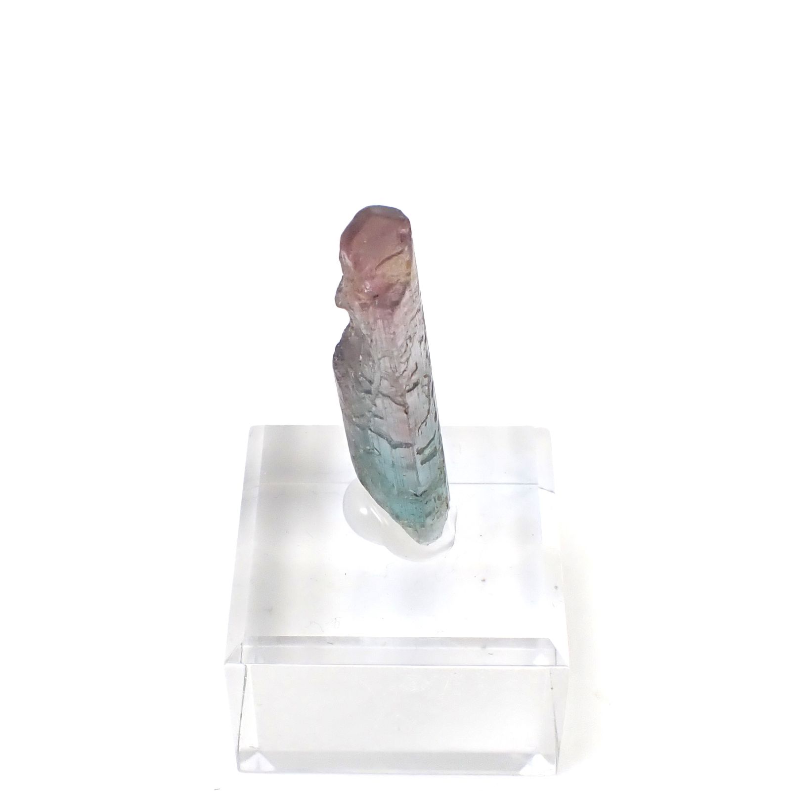 トルマリン柱状結晶原石 ブラジル ミナスジェライス州バーハ・ド・サリナス産 アクリル台座付き 24.45ct(4.89g) / 8.6x9.7x35.9mm前後 [260632364]