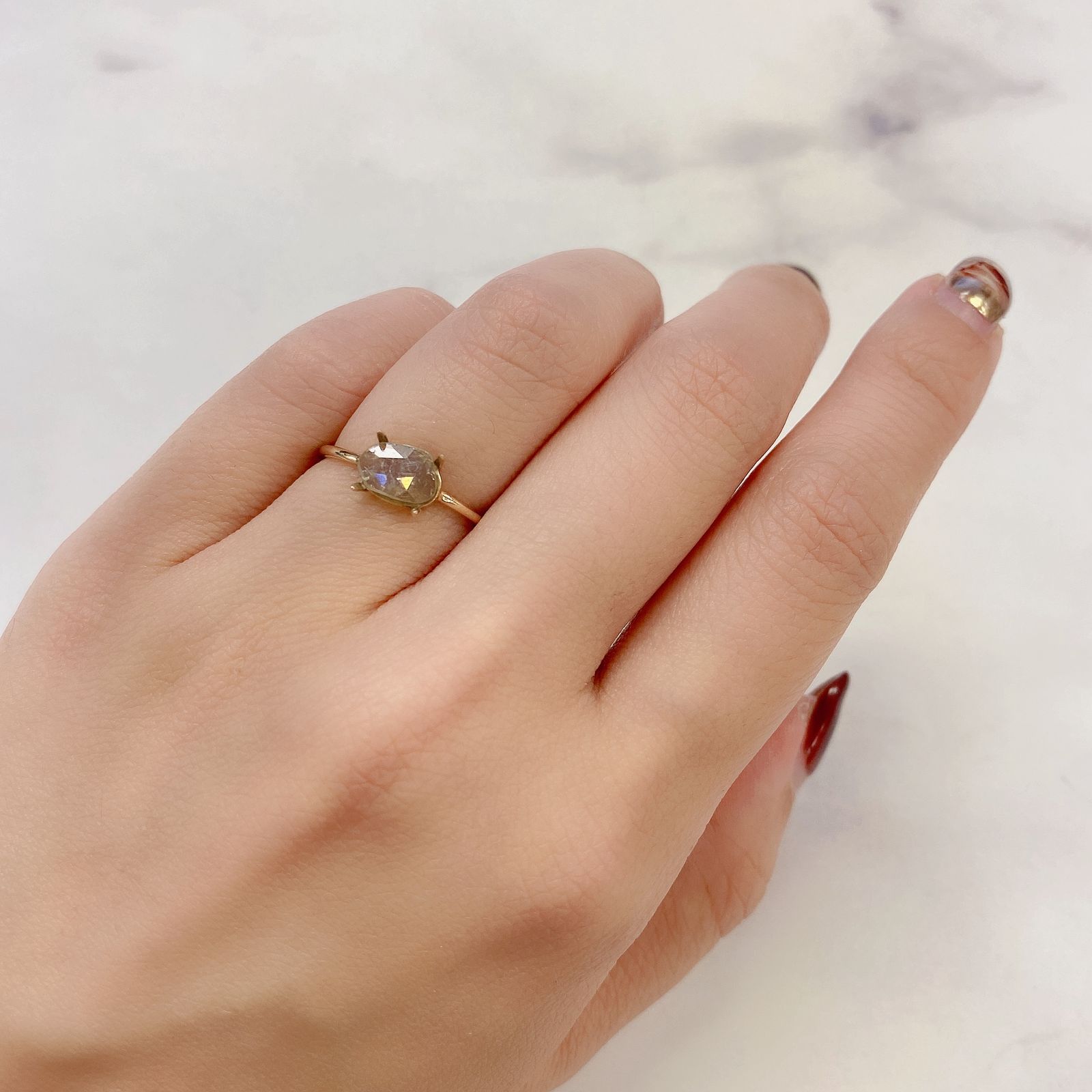 ◇ローズカット◇ダイヤモンド(宝石名ダイアモンド) 0.467ct ソ付(彩珠)[231024026]7.4x5mm前後