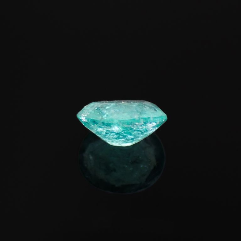 パライバトルマリン(宝石名トルマリン/別名パライバ・トルマリン)ブラジル・キントス鉱山産 0.417ct ソ付(宝貴協)[221018734]5.2x4.5mm前後