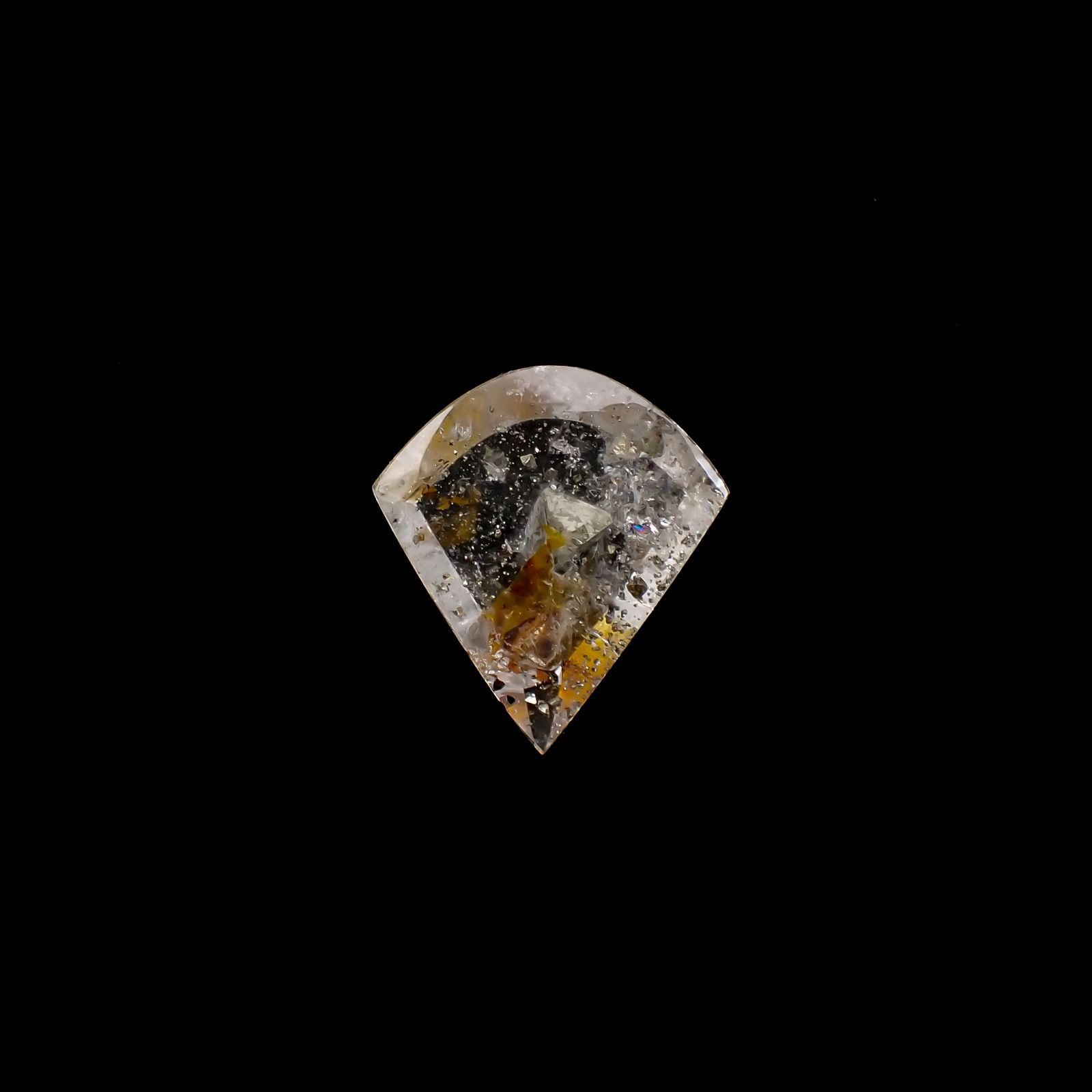 ◇カスタムカット◇パイライトインクォーツ  ブラジル産 14.59ct[220616629]20.7x18.9mm前後